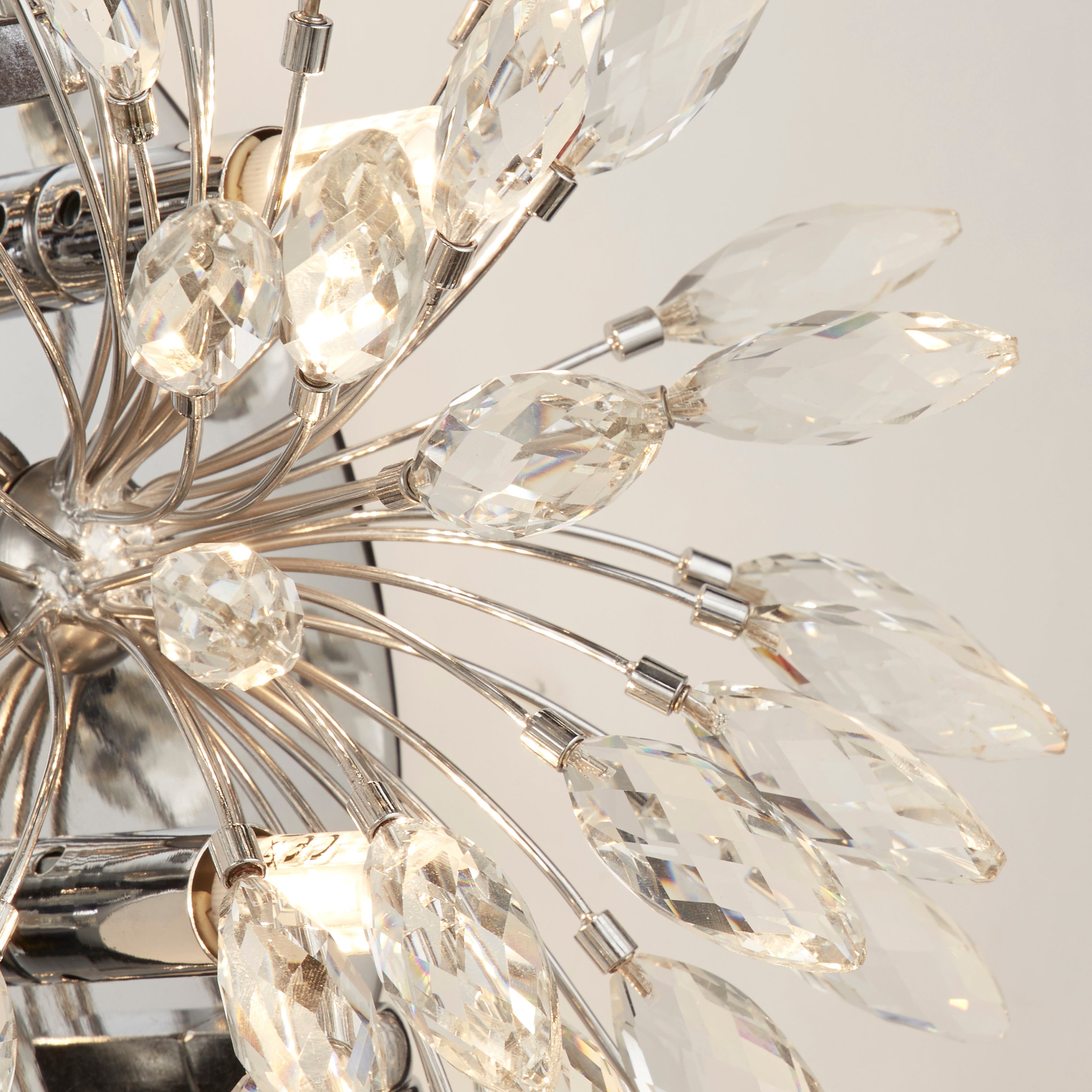 Searchlight Peacock 4 Light Chrome & Crystal Wall Light