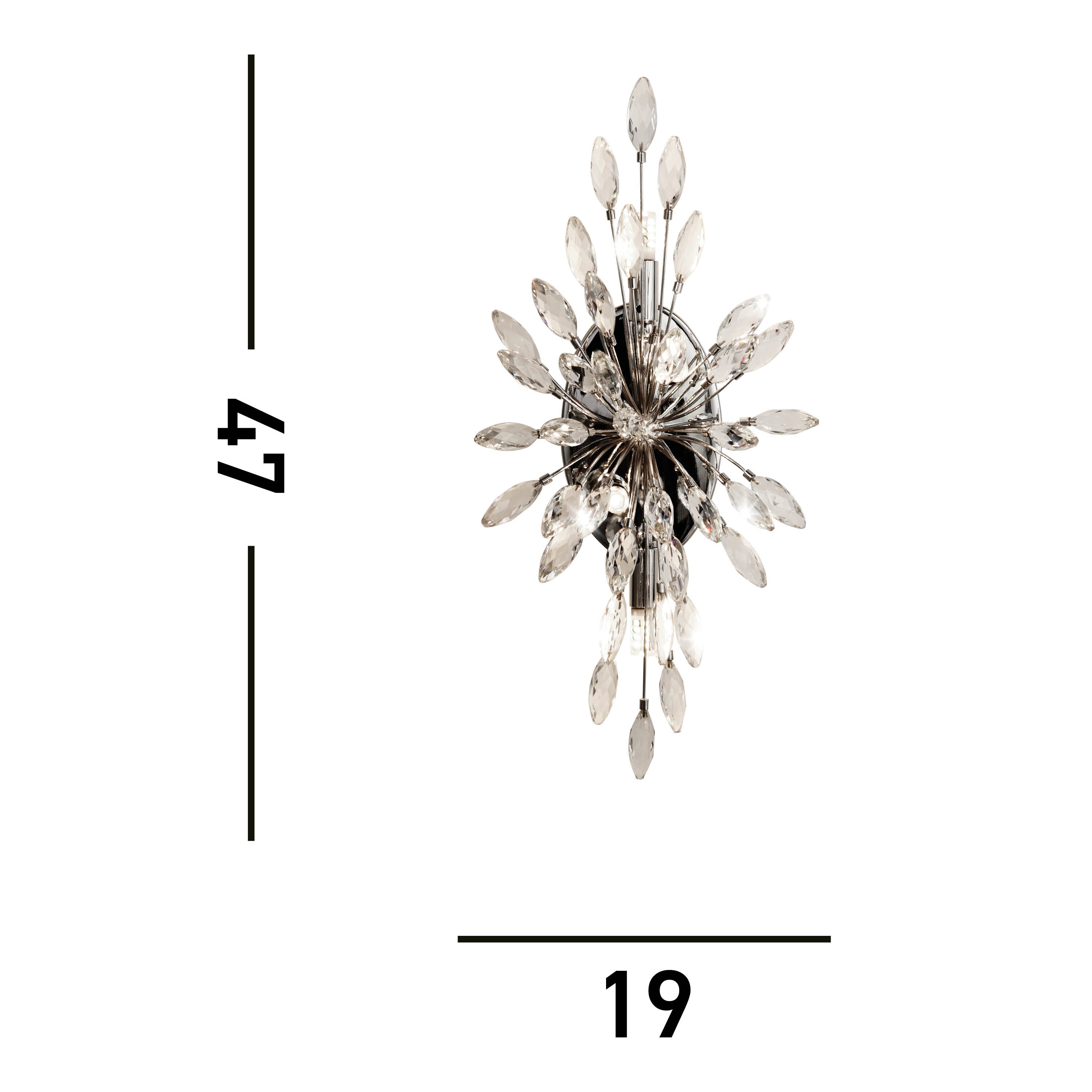 Searchlight Peacock 4 Light Chrome & Crystal Wall Light