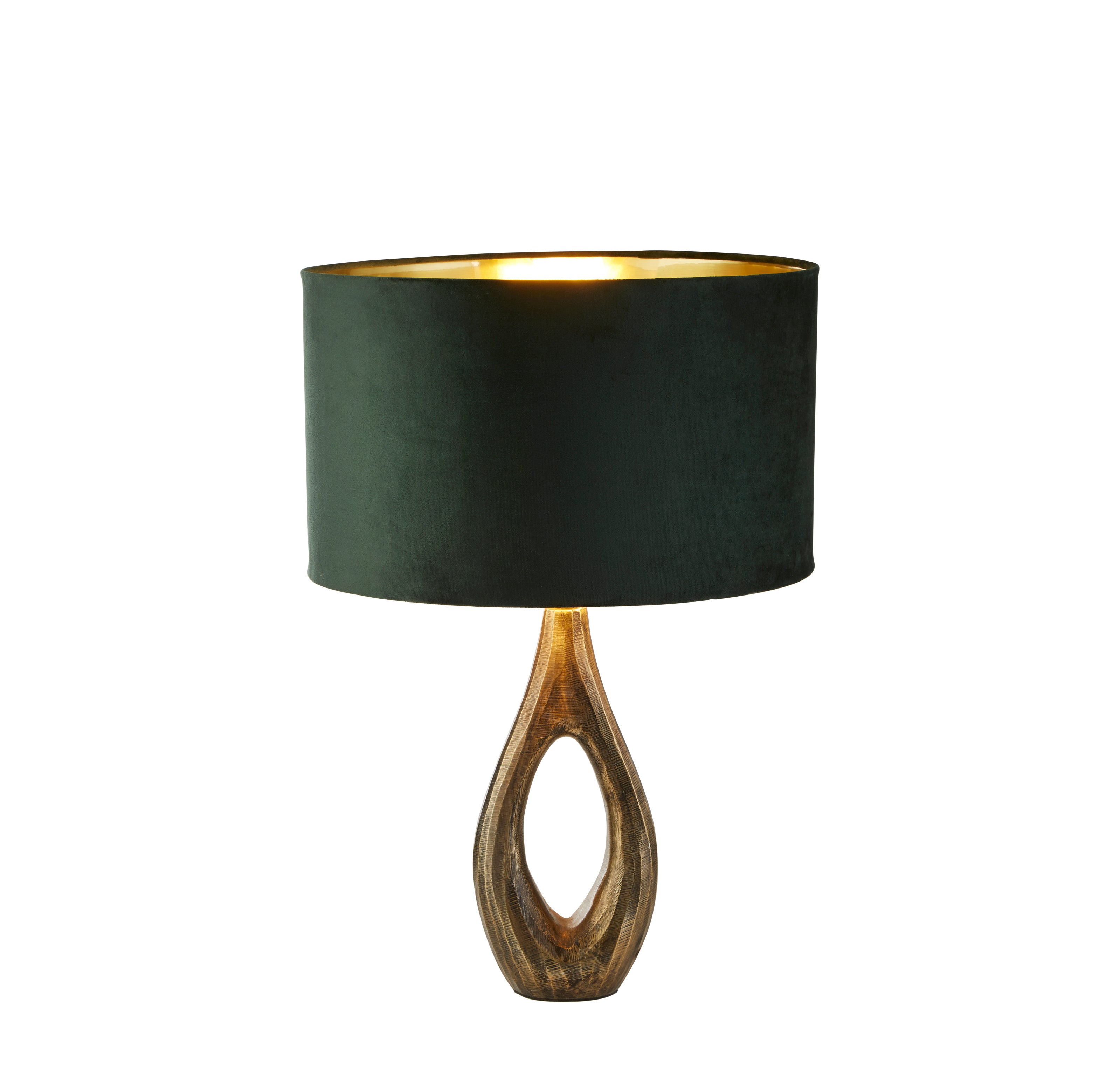 Bucklow Table Lamp- Antique Brass Metal & Green Velvet Shade