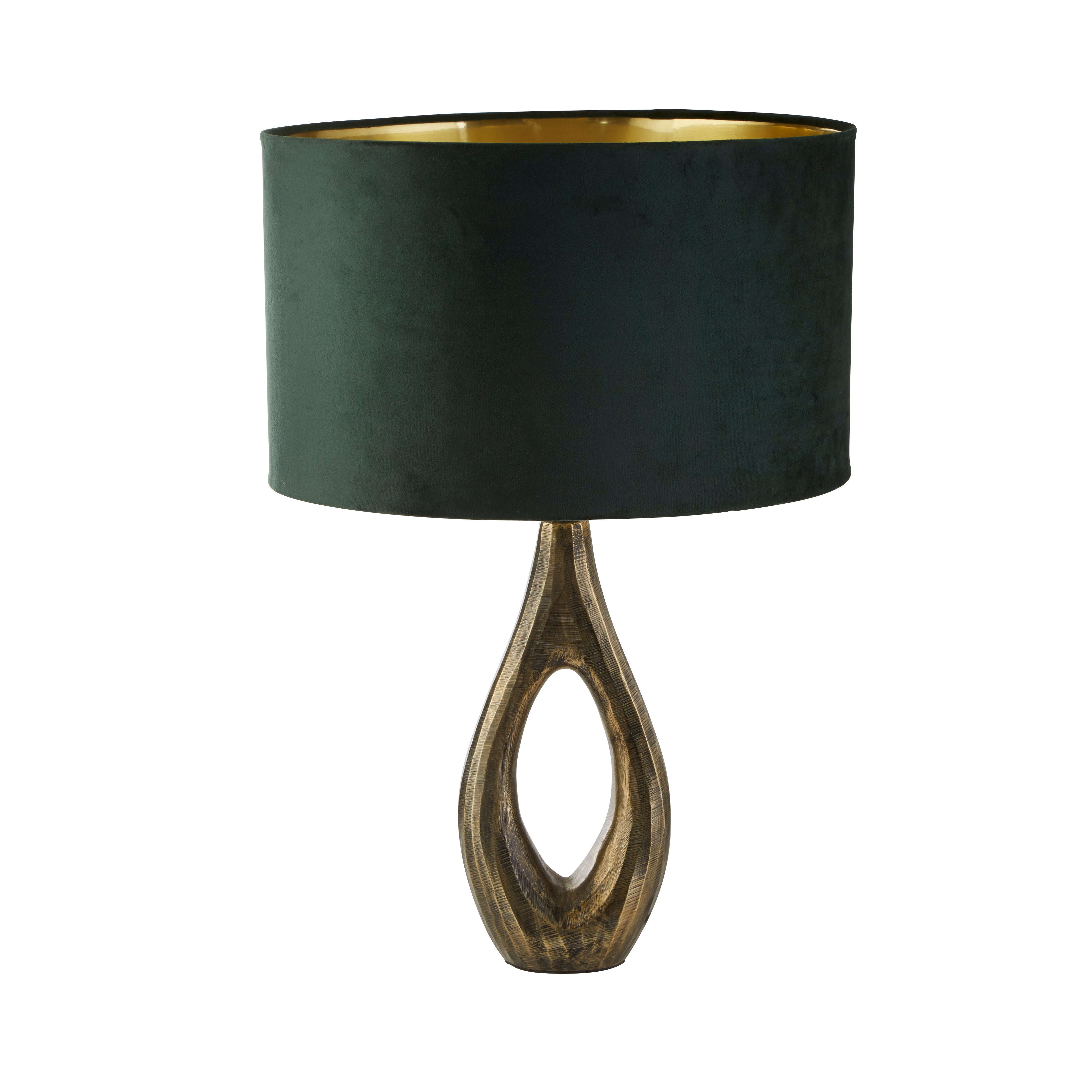Bucklow Table Lamp- Antique Brass Metal & Green Velvet Shade