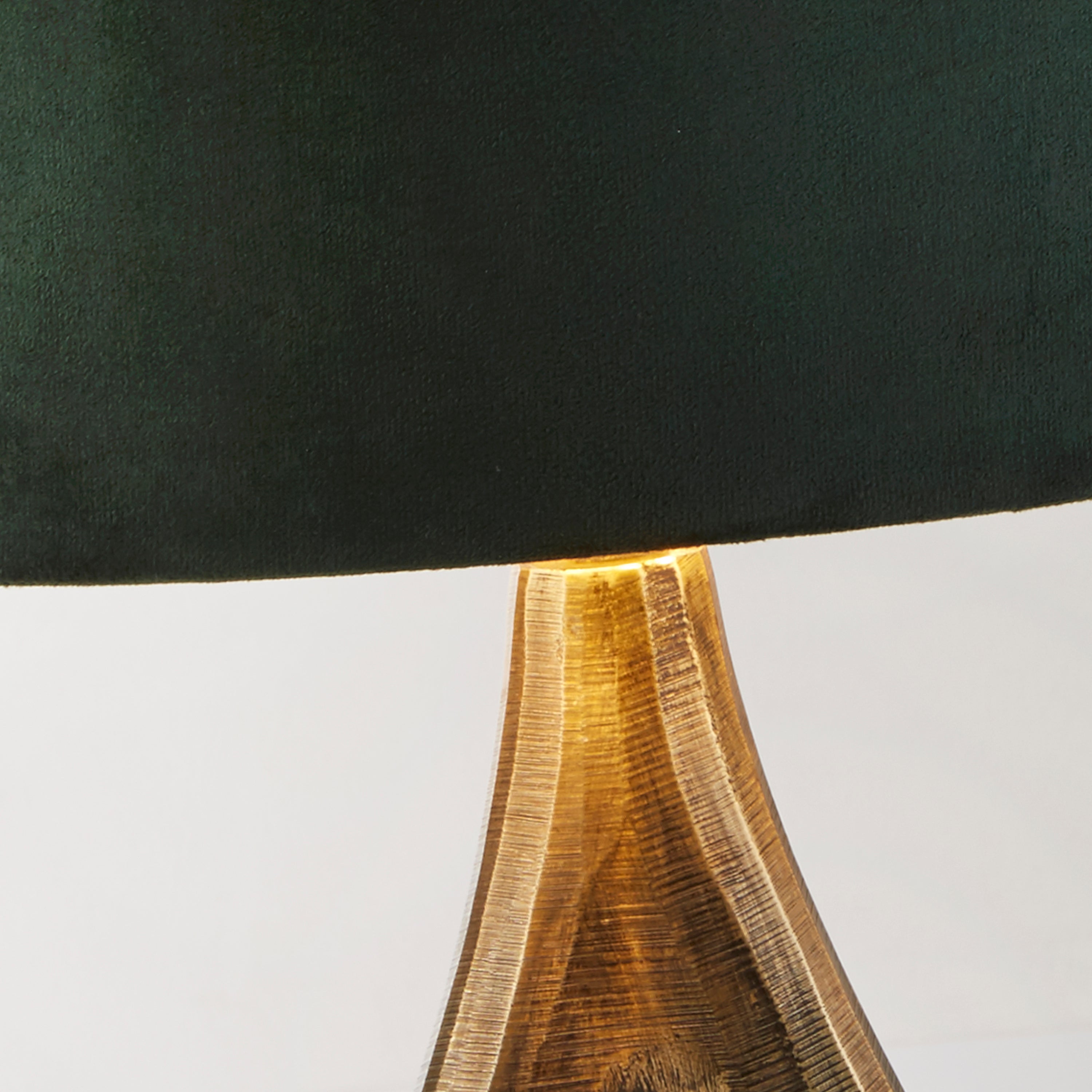 Bucklow Table Lamp- Antique Brass Metal & Green Velvet Shade