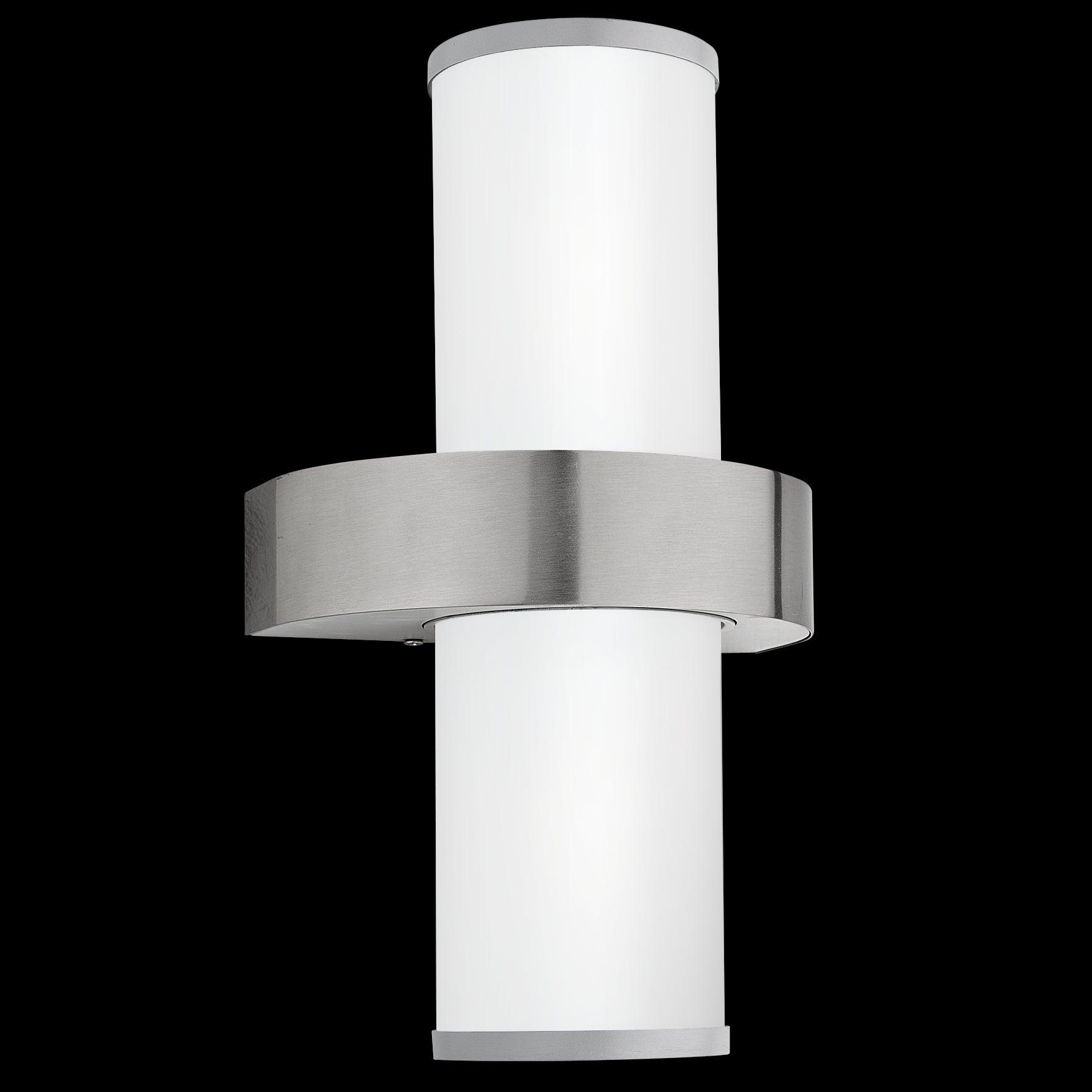 eglo beverly stainless steel white glass ip44 outdoor wall light hallway lighting