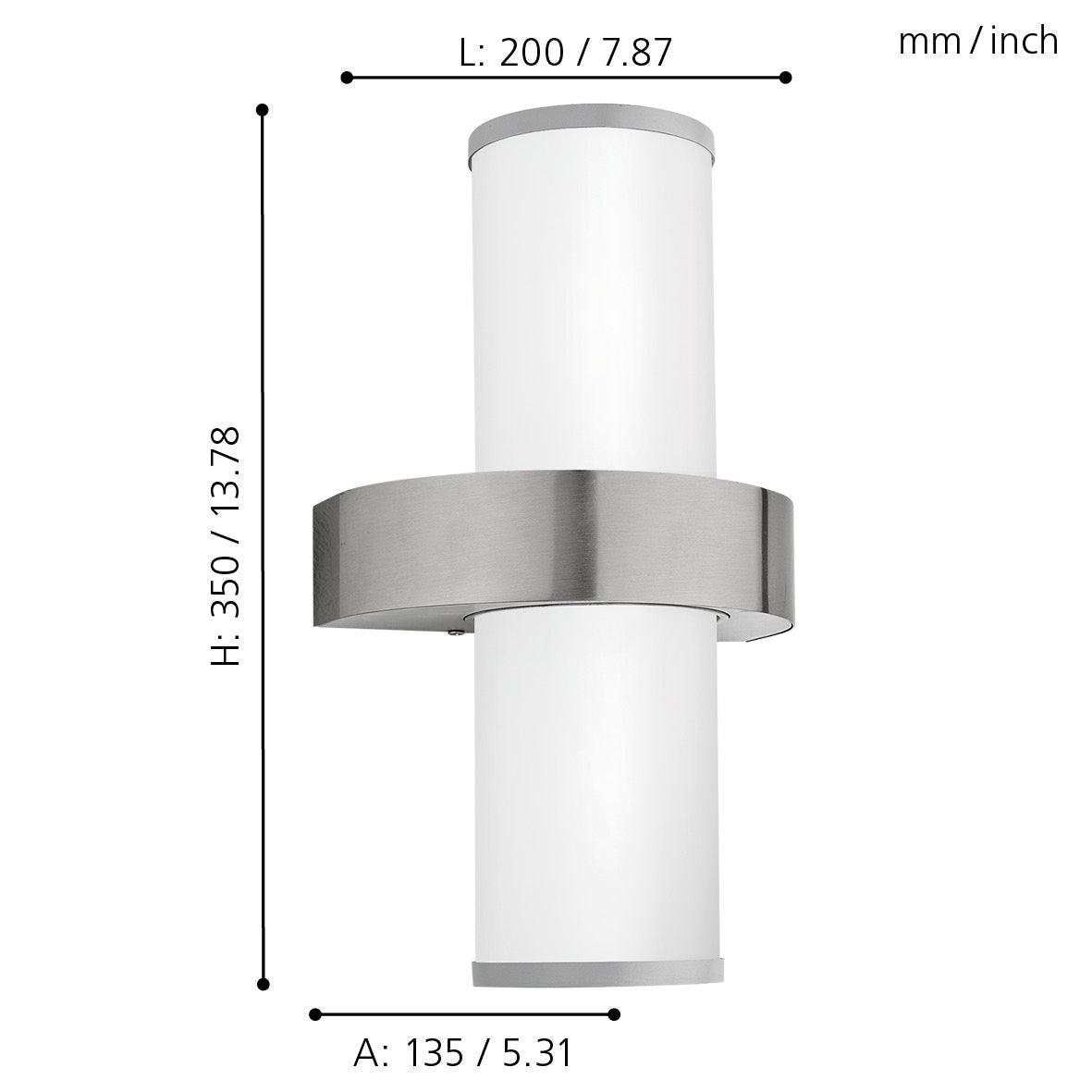 eglo beverly stainless steel white glass ip44 outdoor wall light Hallway Lighting Close up