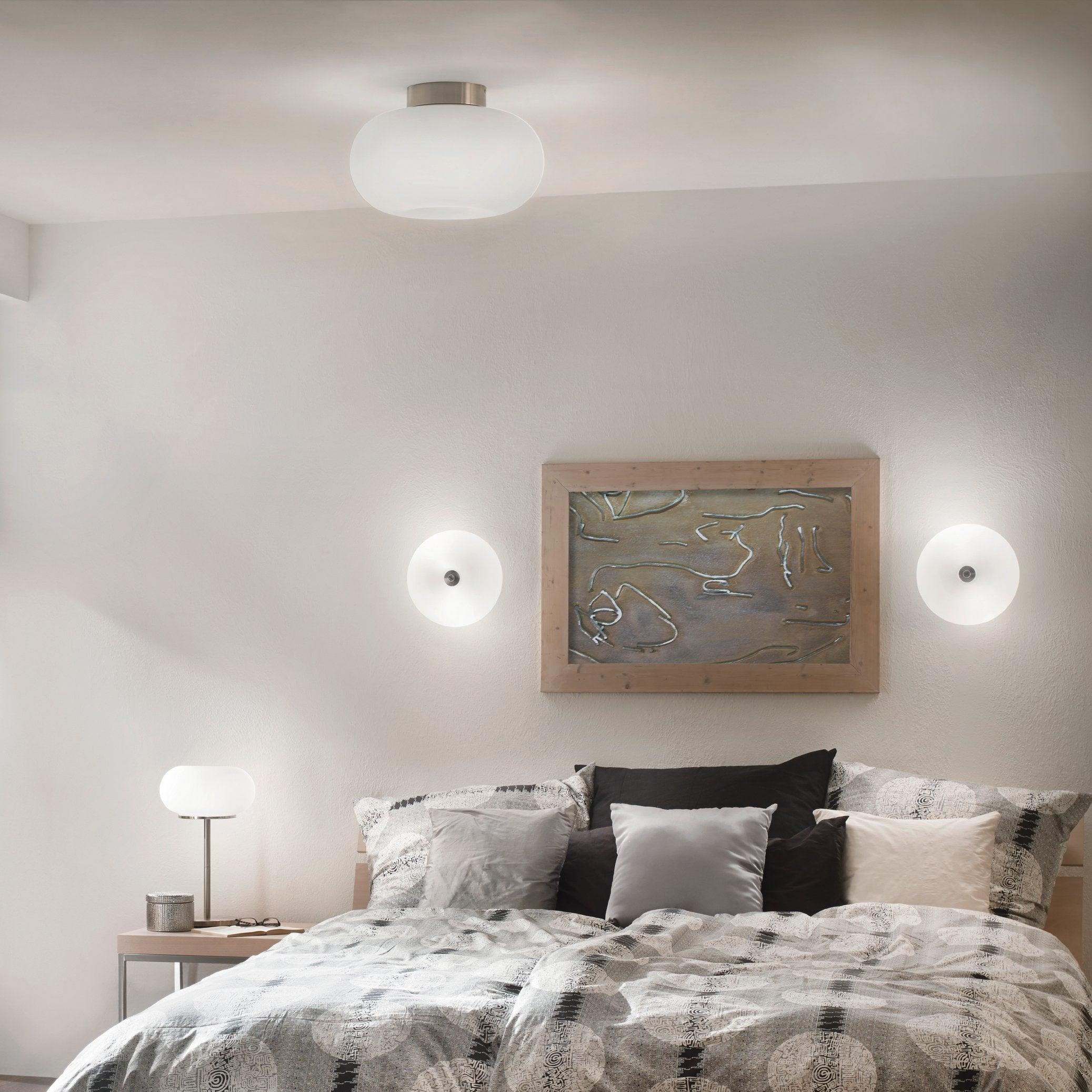 eglo optica opal matte glass flush ceiling light 31cm