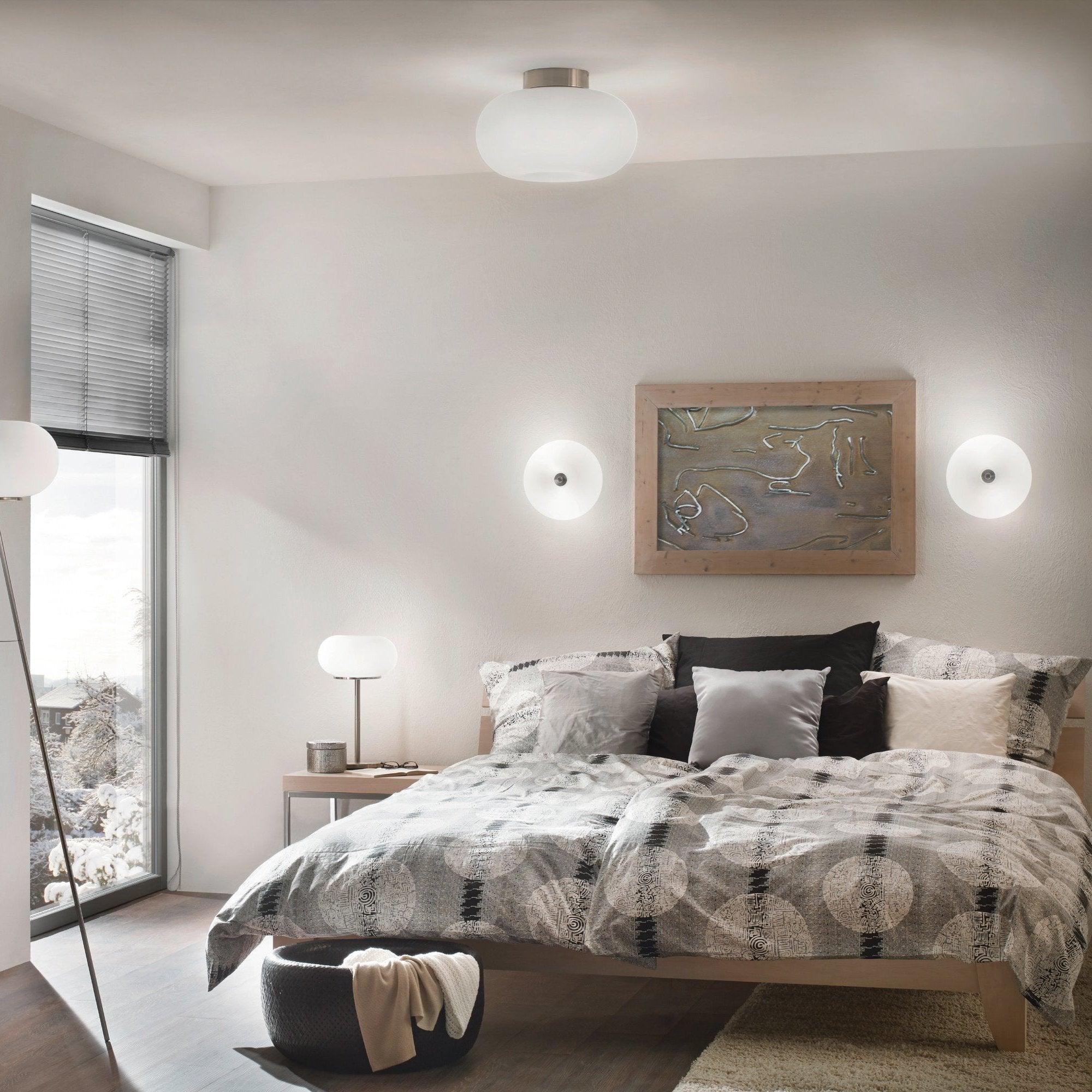 eglo optica opal matte glass flush ceiling light 31cm living room image