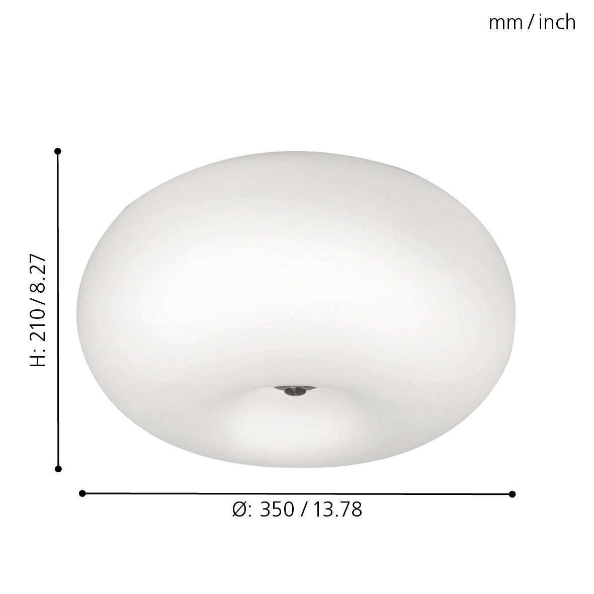 eglo optica opal matte glass flush ceiling light 42cm kitchen lighting