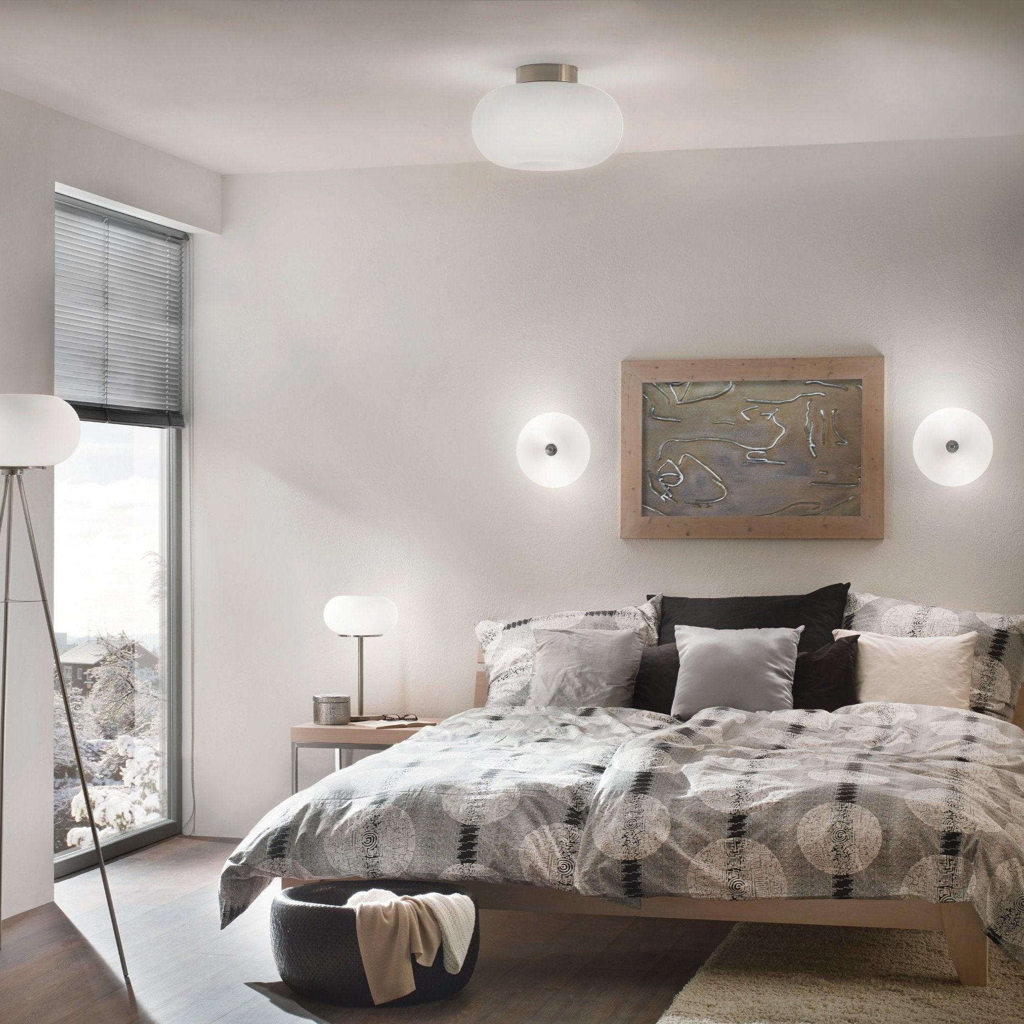 eglo optica opal matte glass flush ceiling light 42cm