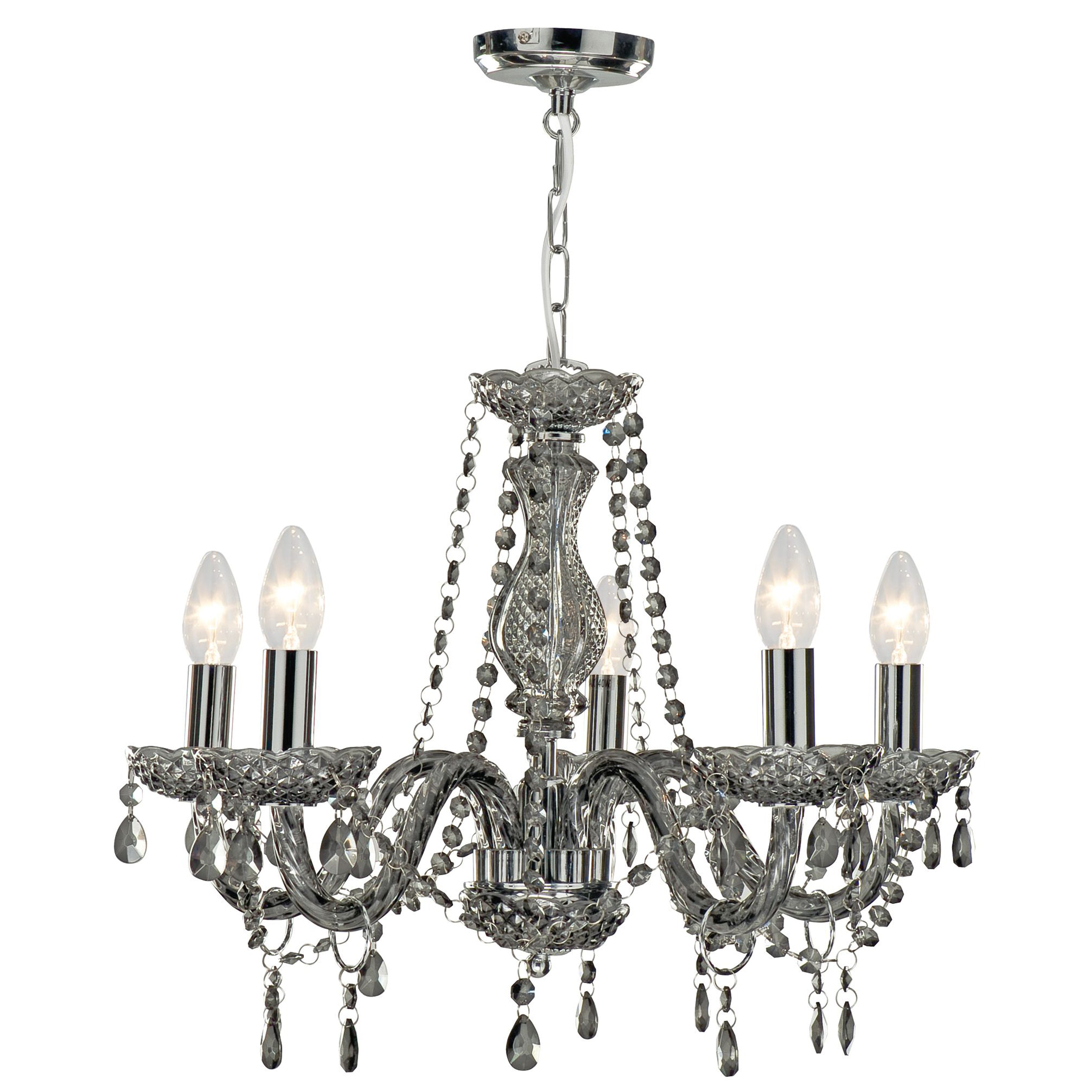 Searchlight Marie Therese 5 Light Grey Glass Chandelier
