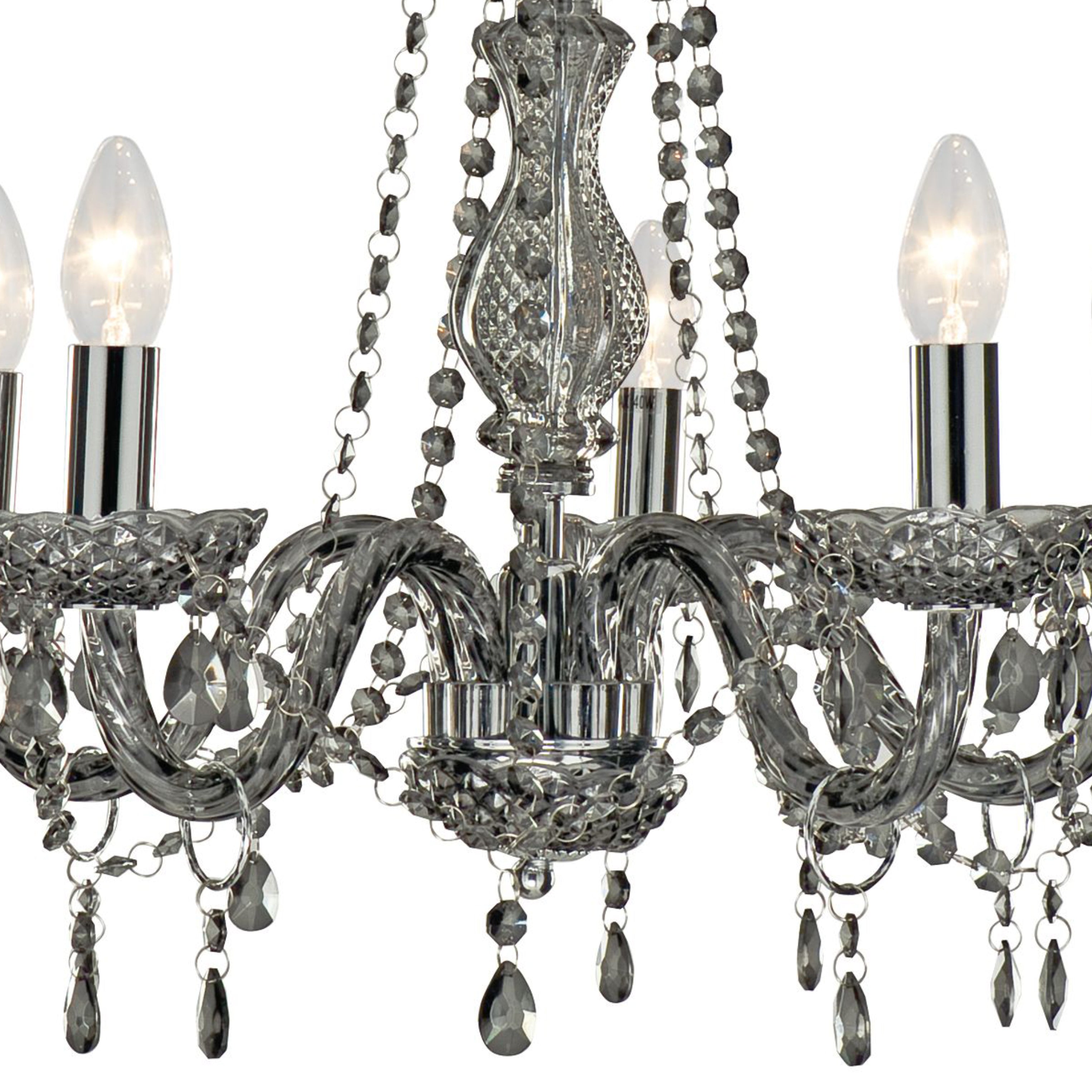 Searchlight Marie Therese 5 Light Grey Glass Chandelier