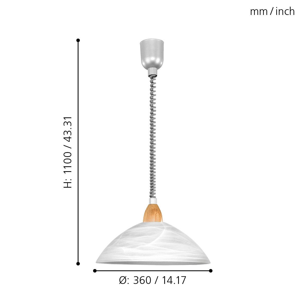 eglo lord 2 white alabaster glass nickel beech pendant living room close up