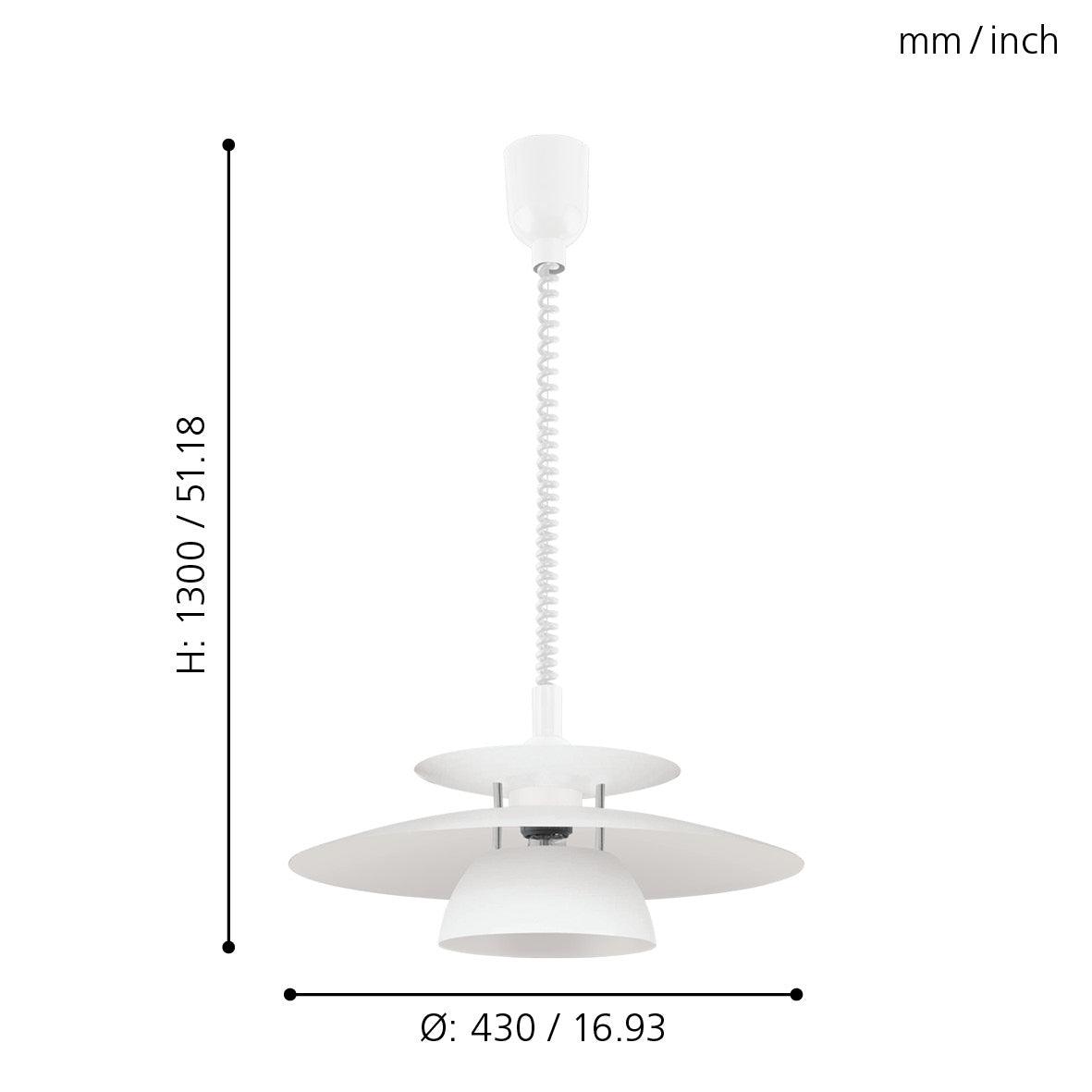 eglo brenda white metal spiral cable ceiling pendant kitchen lighting