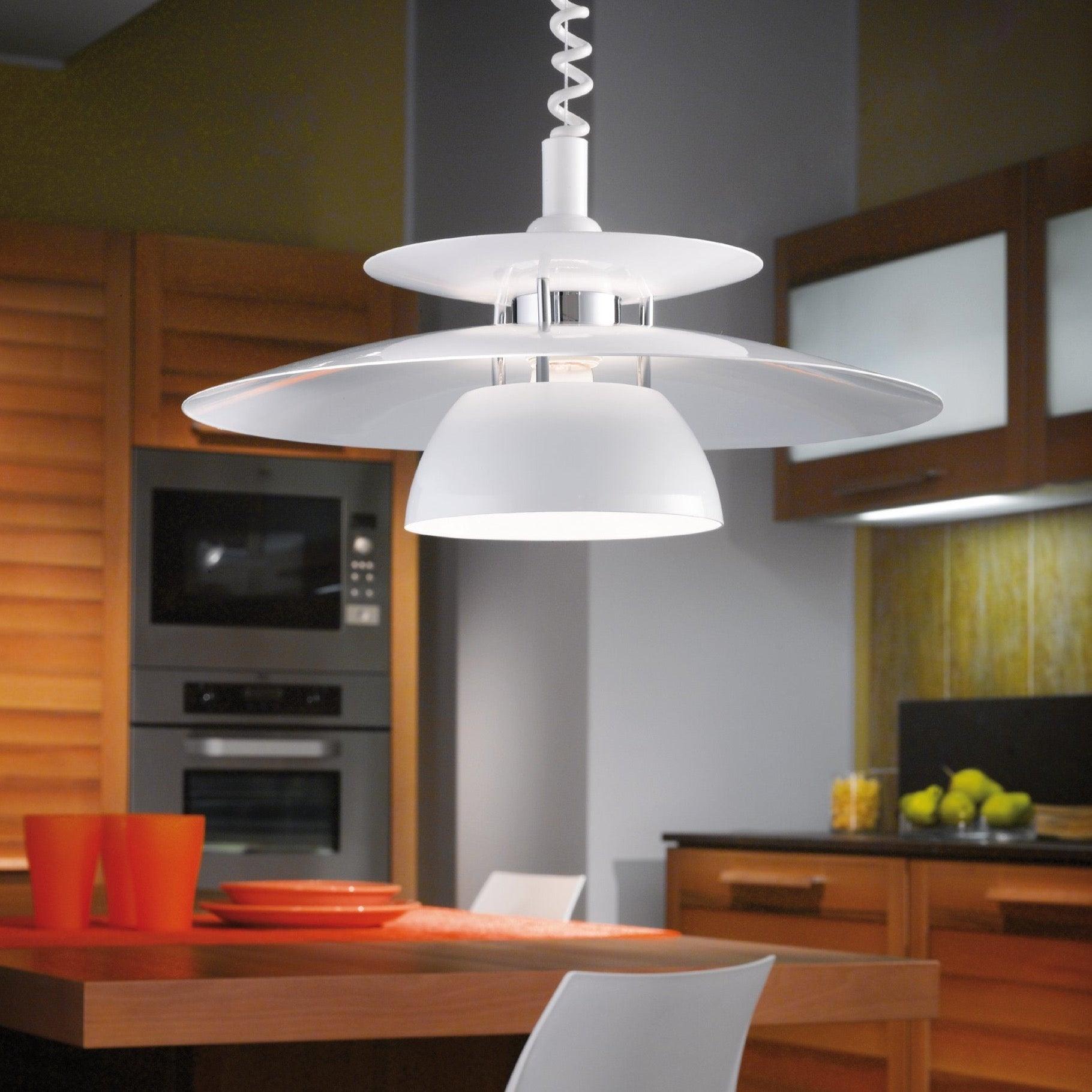 eglo brenda white metal spiral cable ceiling pendant