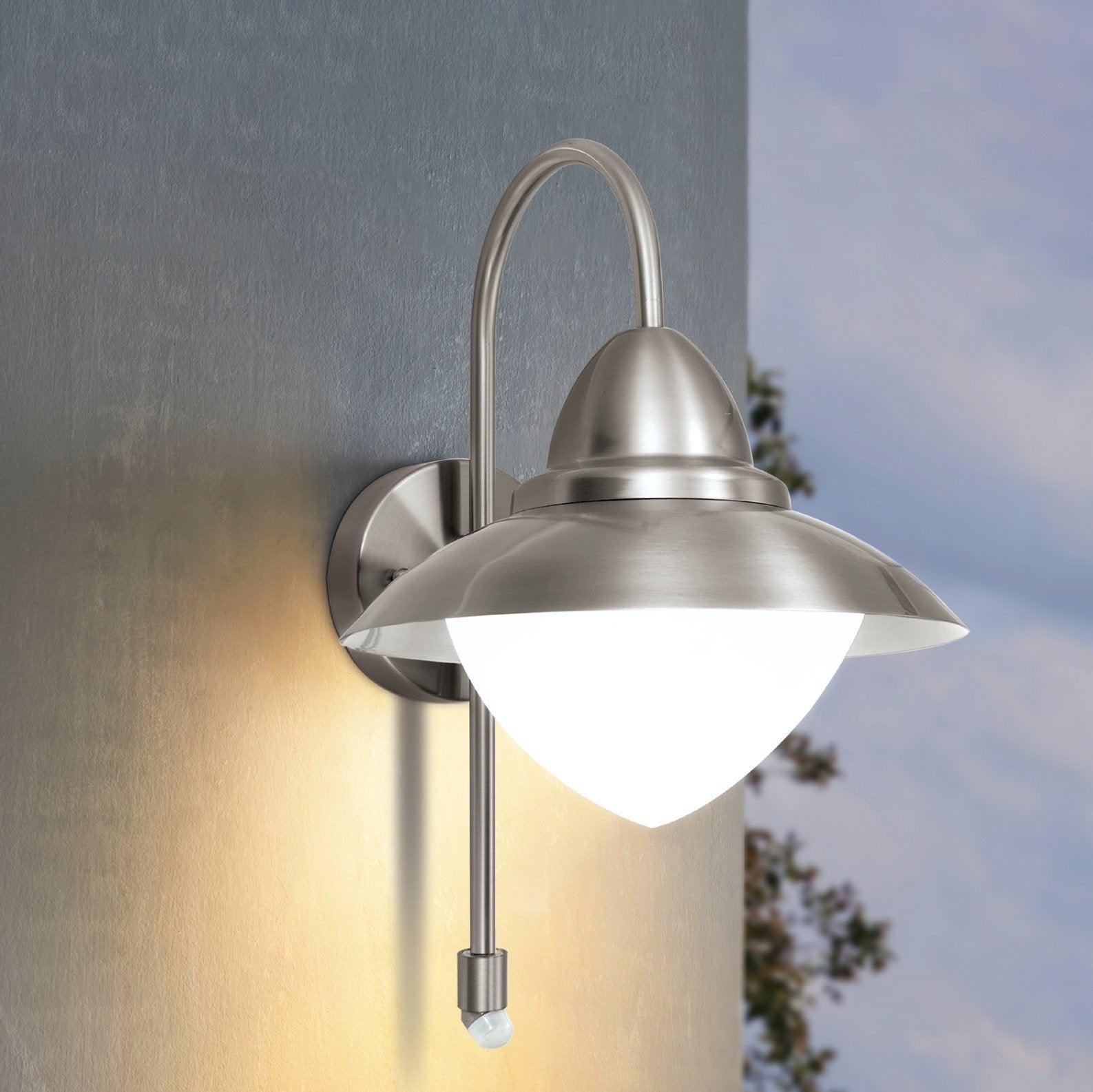 eglo sidney silver white glass shade outdoor wall light