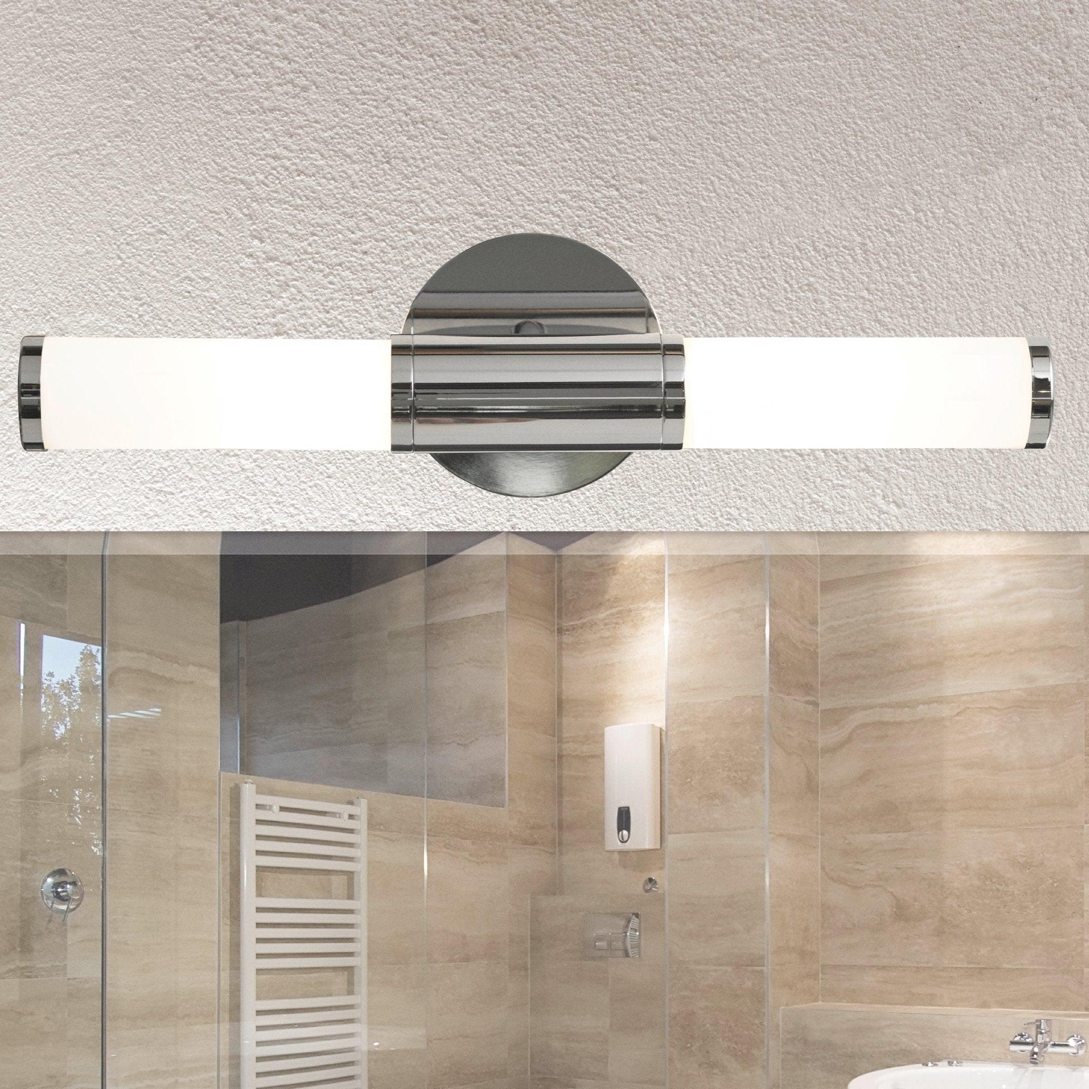 eglo palmera ip44 chrome white glass bathroom wall light living room image