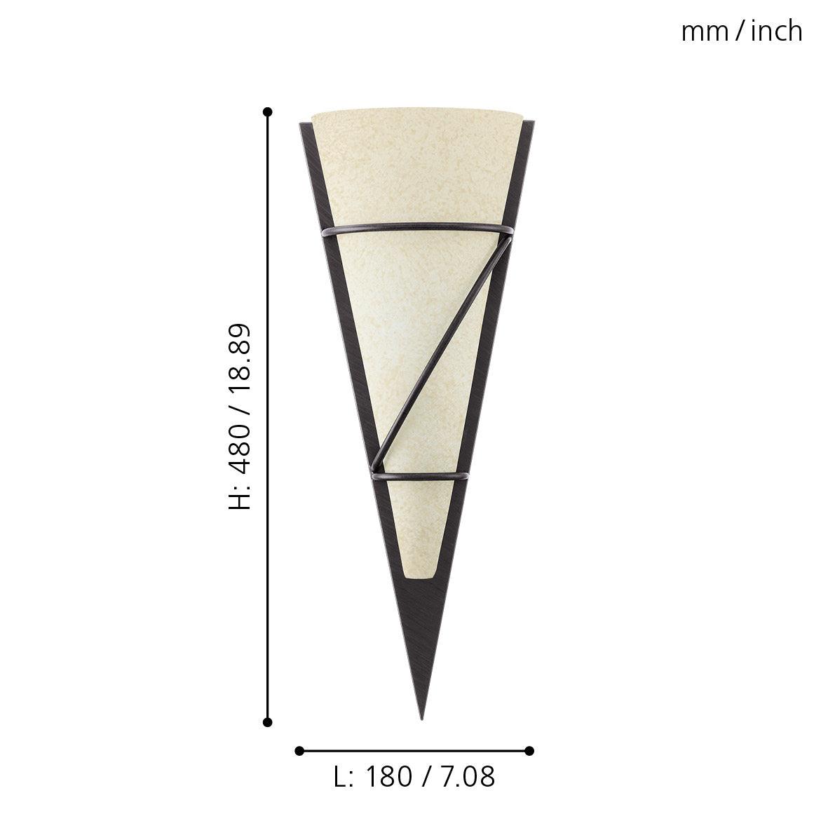 eglo pascal 1 brown metal wall light glass shade kitchen lighting