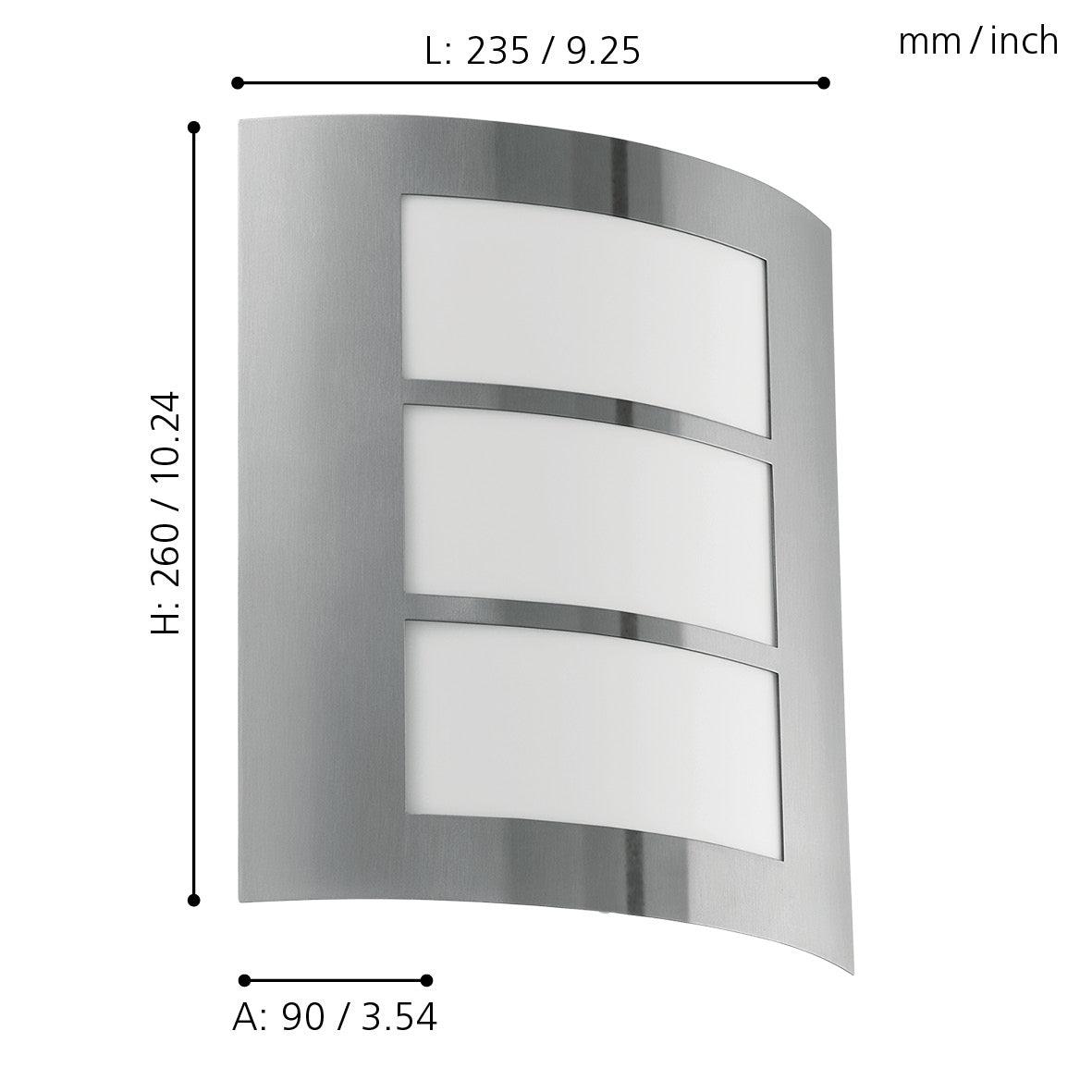 eglo city ip44 curved silveroutdoor wall light kitchen lighting