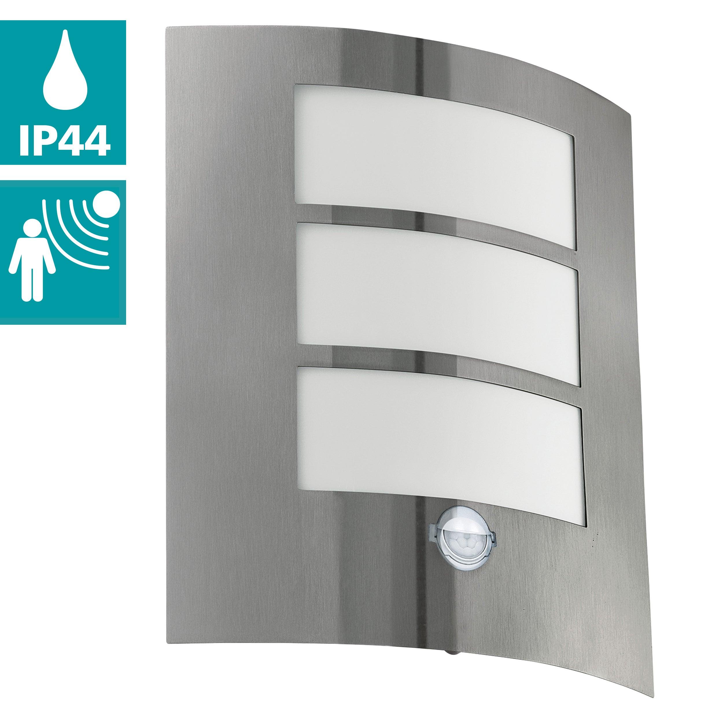 eglo city ip44 curved pir stainless steel outdoor wall light Kitchen Lighting Close Up