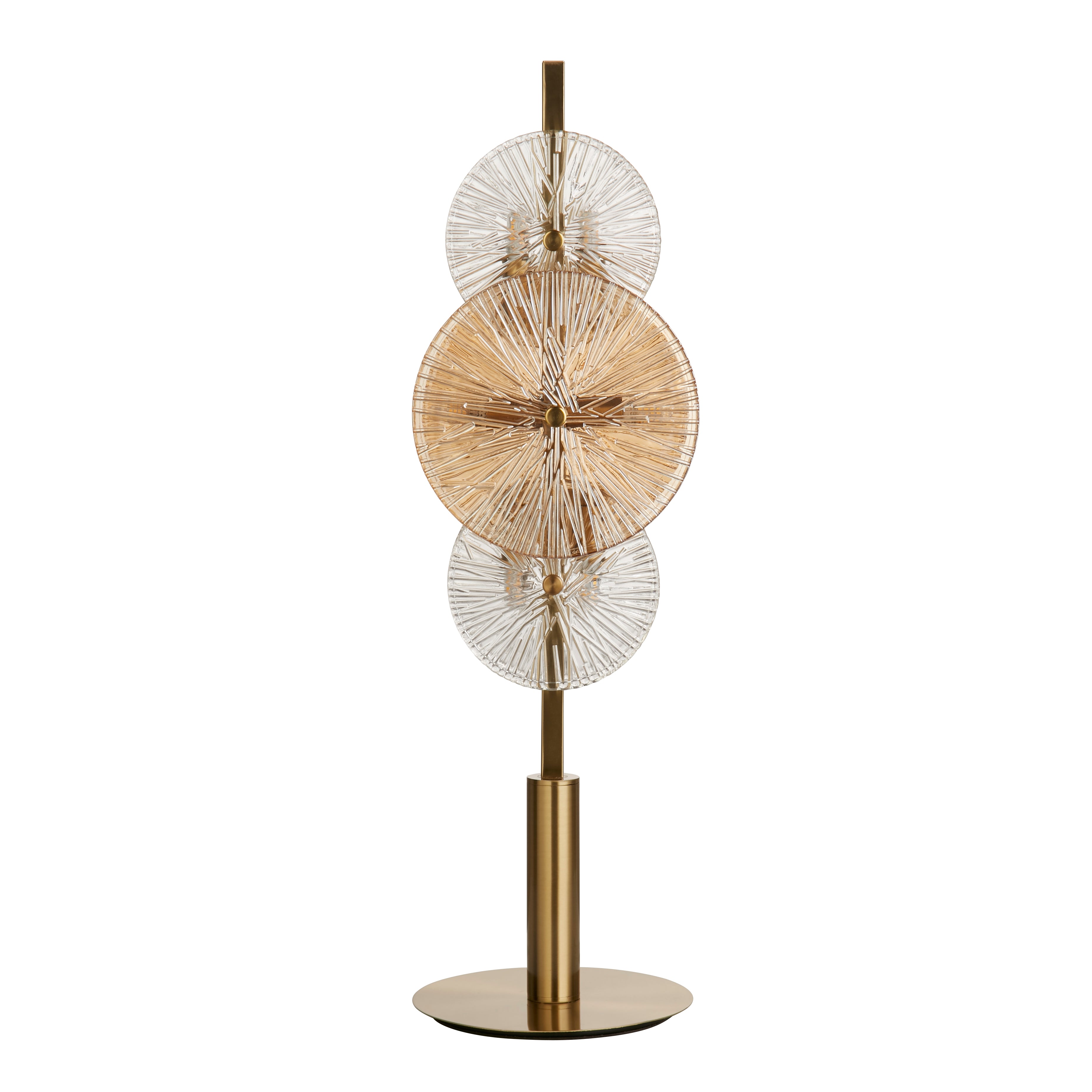 Searchlight Wagon Wheel 6 Light Bronze Table Lamp - Clear & Amber Glass