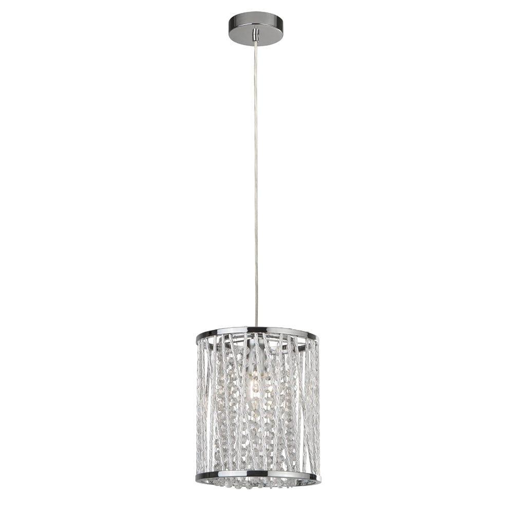 Elise 1 Light Chrome & Crystal Drops Ceiling Pendant-clearance