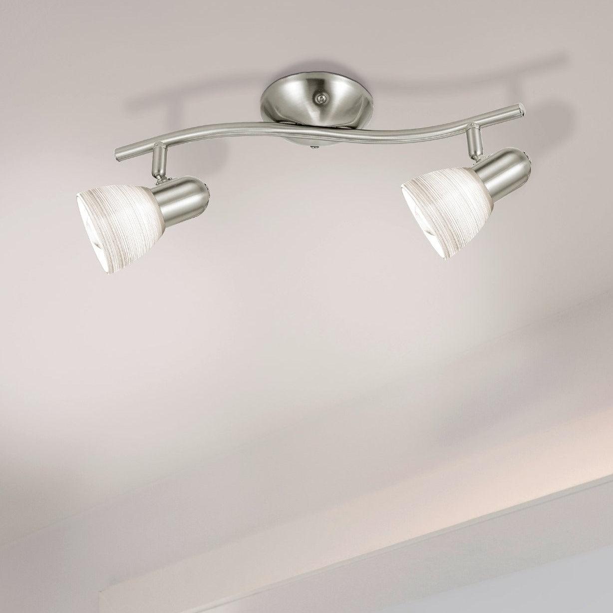 eglo dakar 1 nickel white glass 2 light bar spotlight