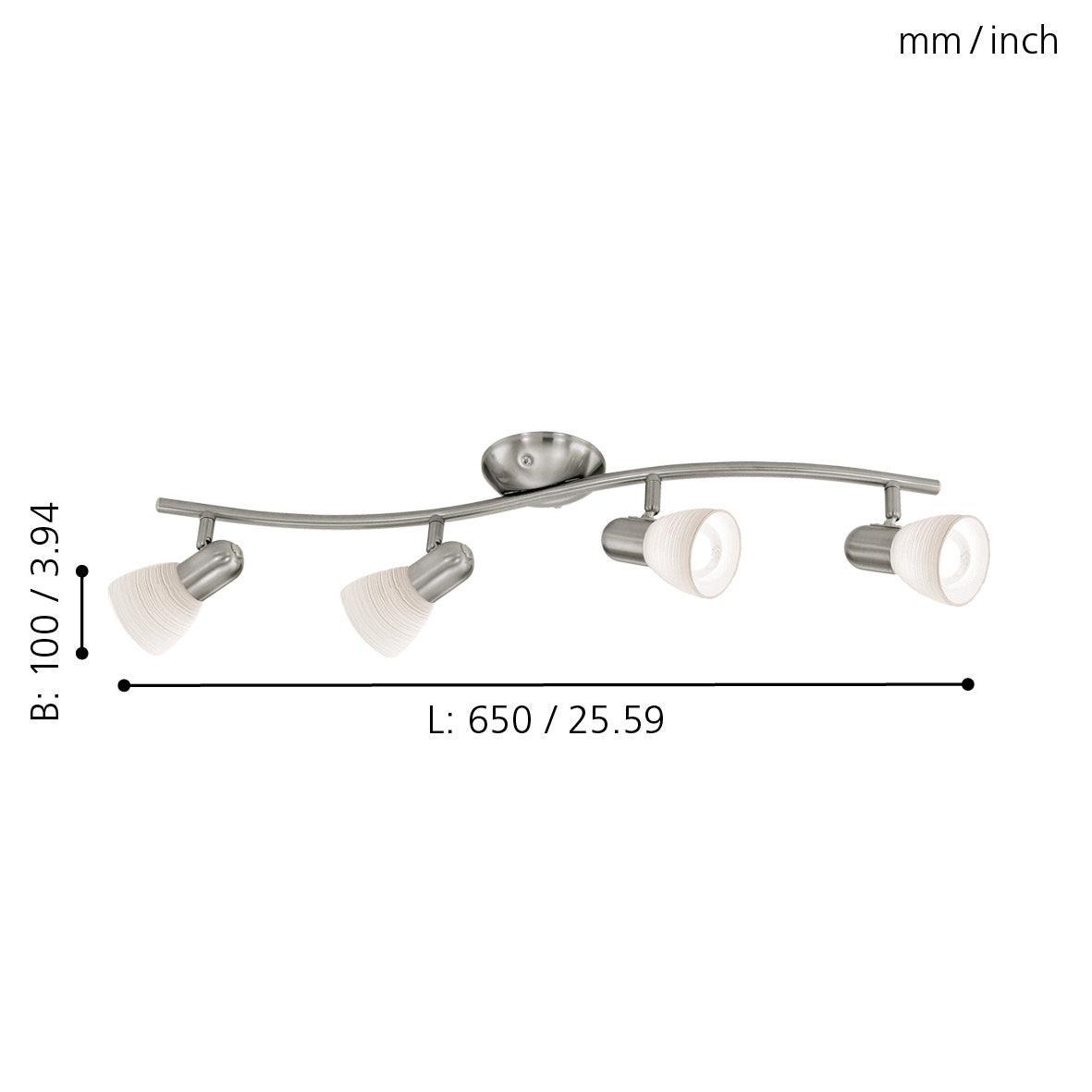 eglo dakar 1 nickel white glass 4 light bar spotlight living room image