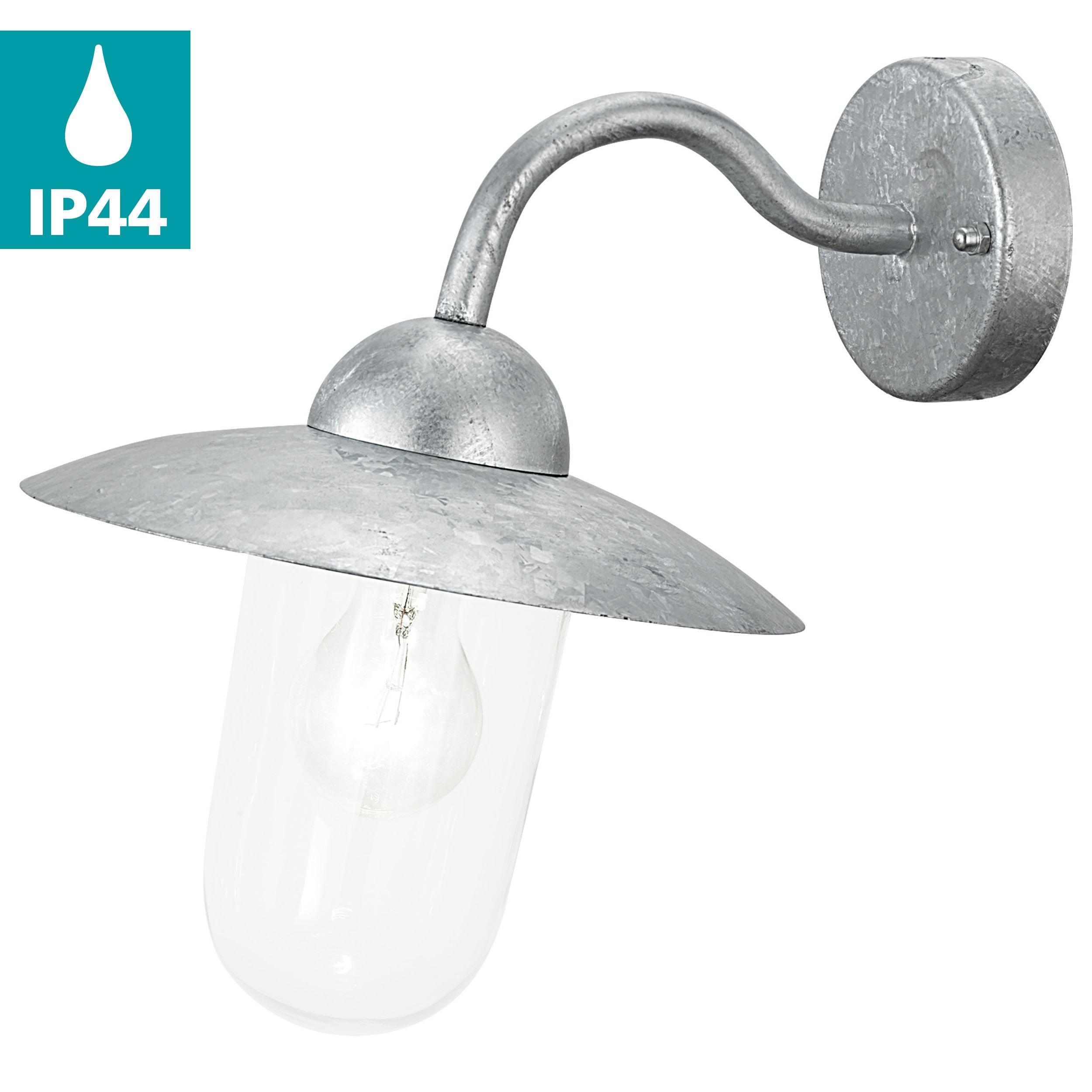 eglo milton ip44 galvanised metal outdoor wall light kitchen lighting