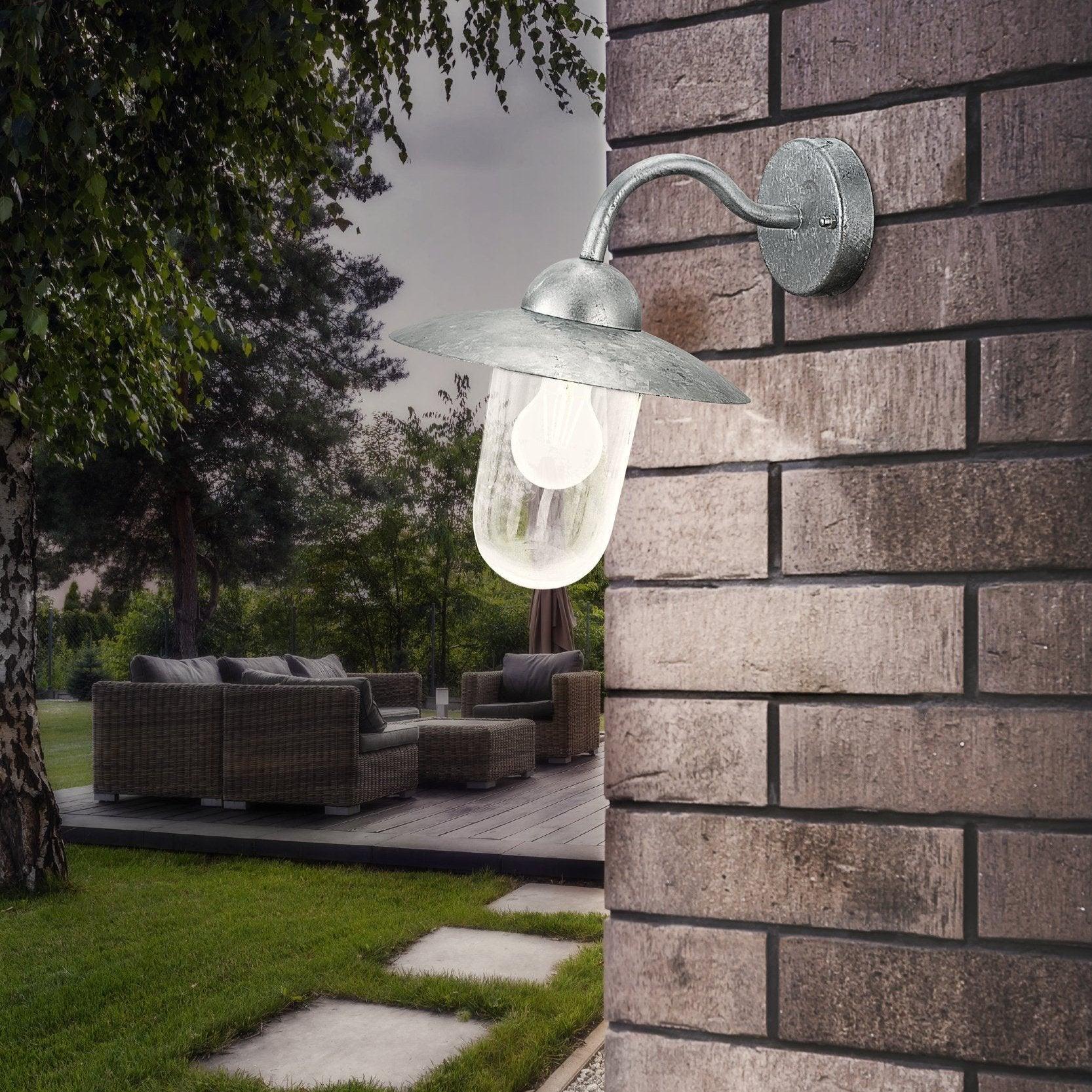 eglo milton ip44 galvanised metal outdoor wall light