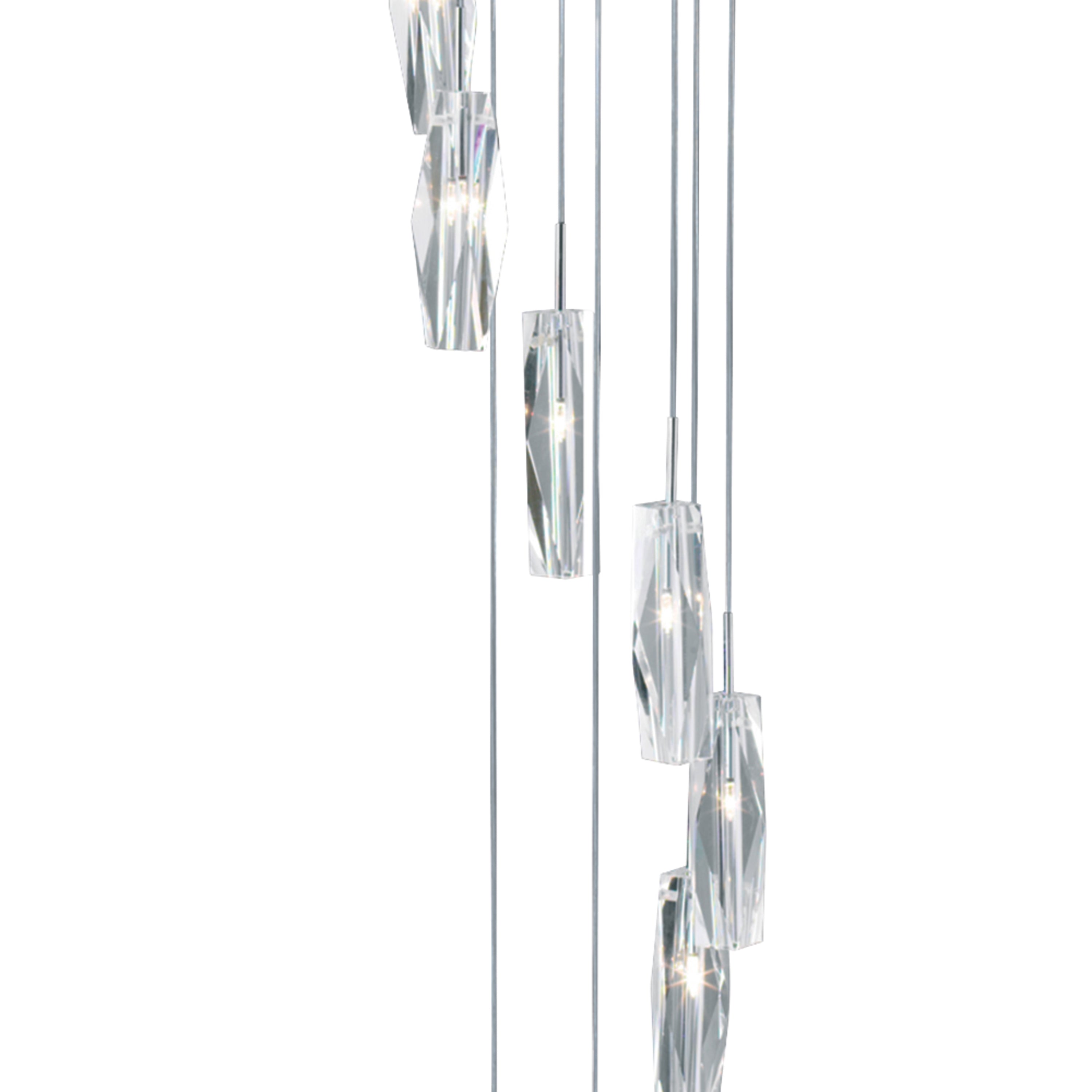 Searchlight Sculptured Ice Chrome & Glass Multi-Drop Pendant