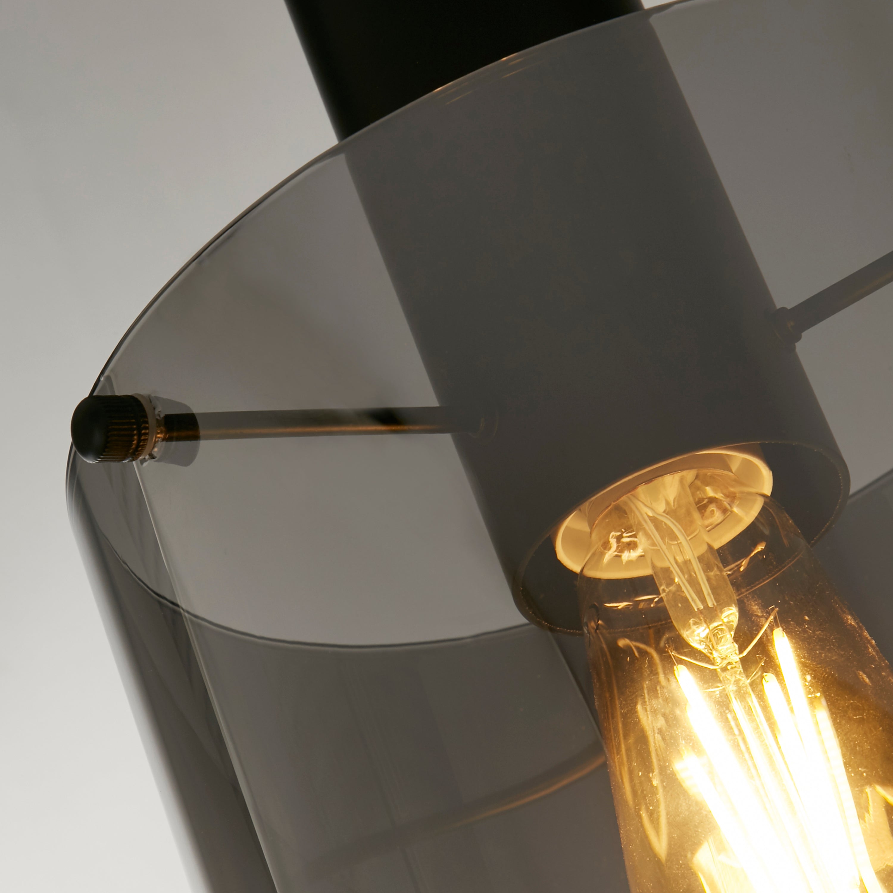 Searchlight Sweden Black Pendant - Smoked Ombre Glass Shade