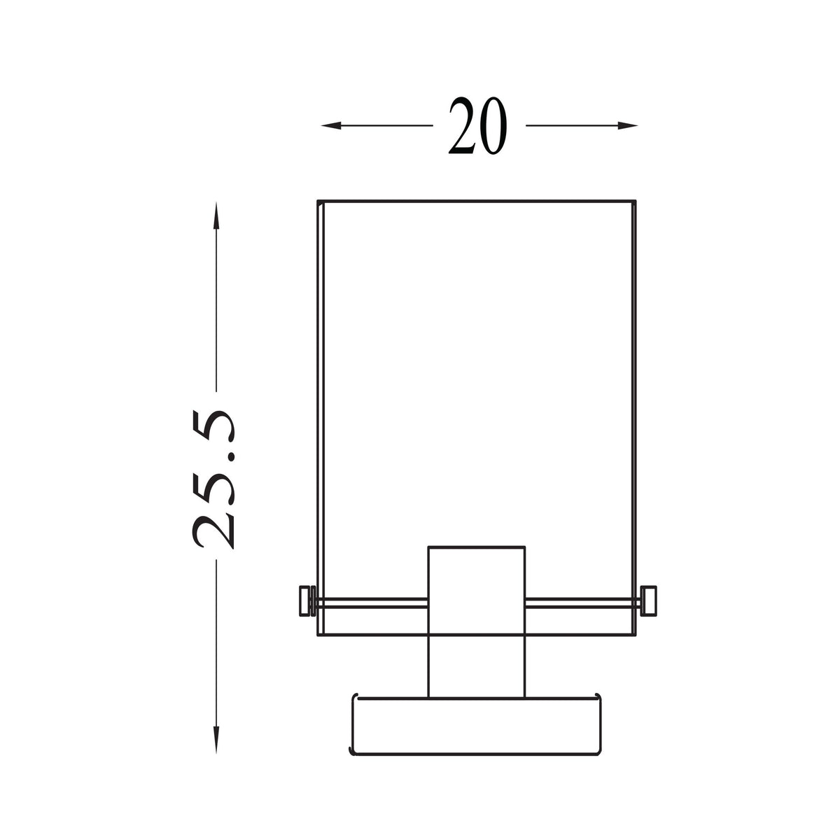 Dimension diagram of the Sweden, Mocha Metal, Table Lamp - Amber Glass showing height and width measurements in centimetres.