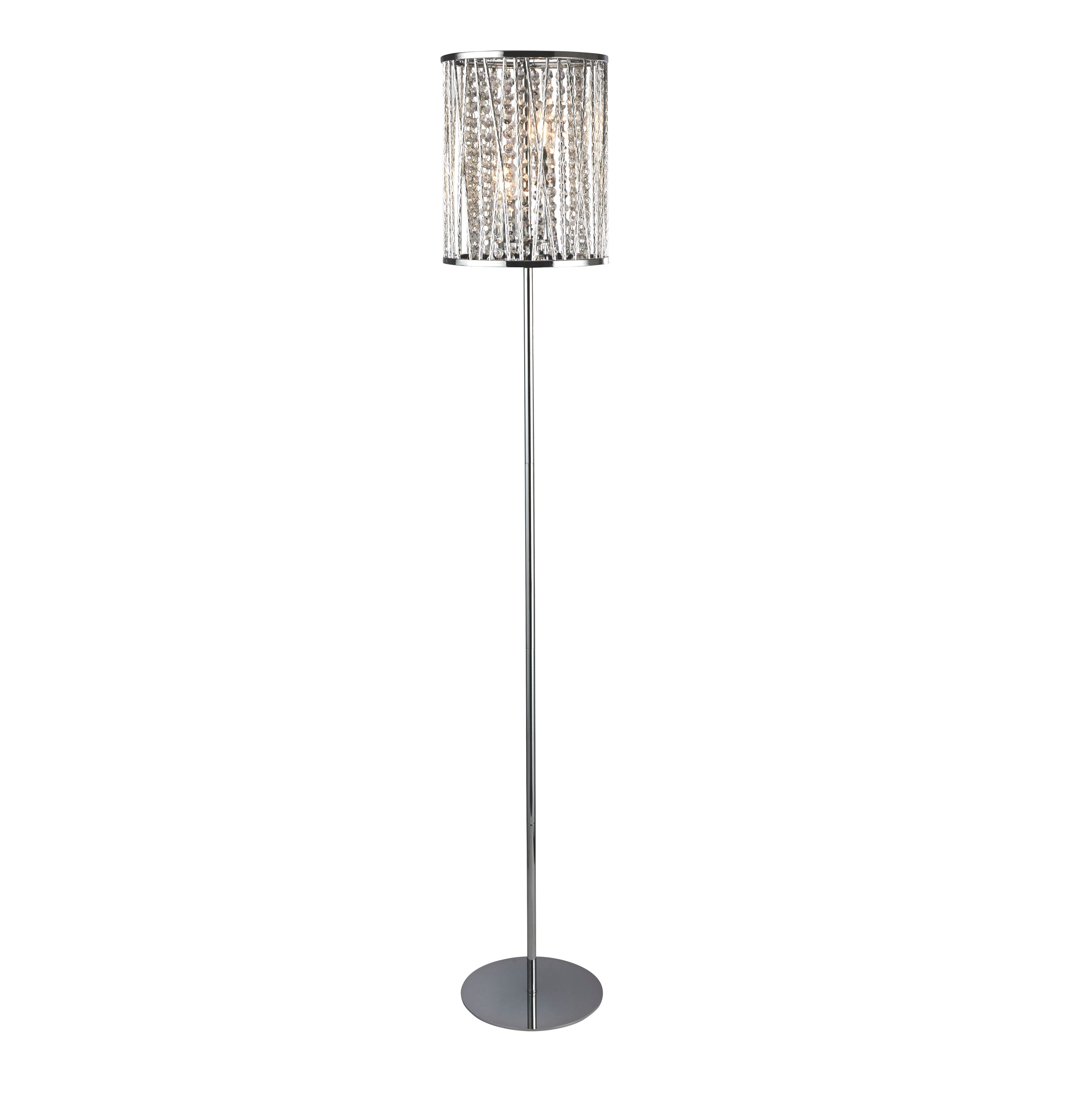 Searchlight Elise 2 Light Floor Lamp - Chrome & Crystal