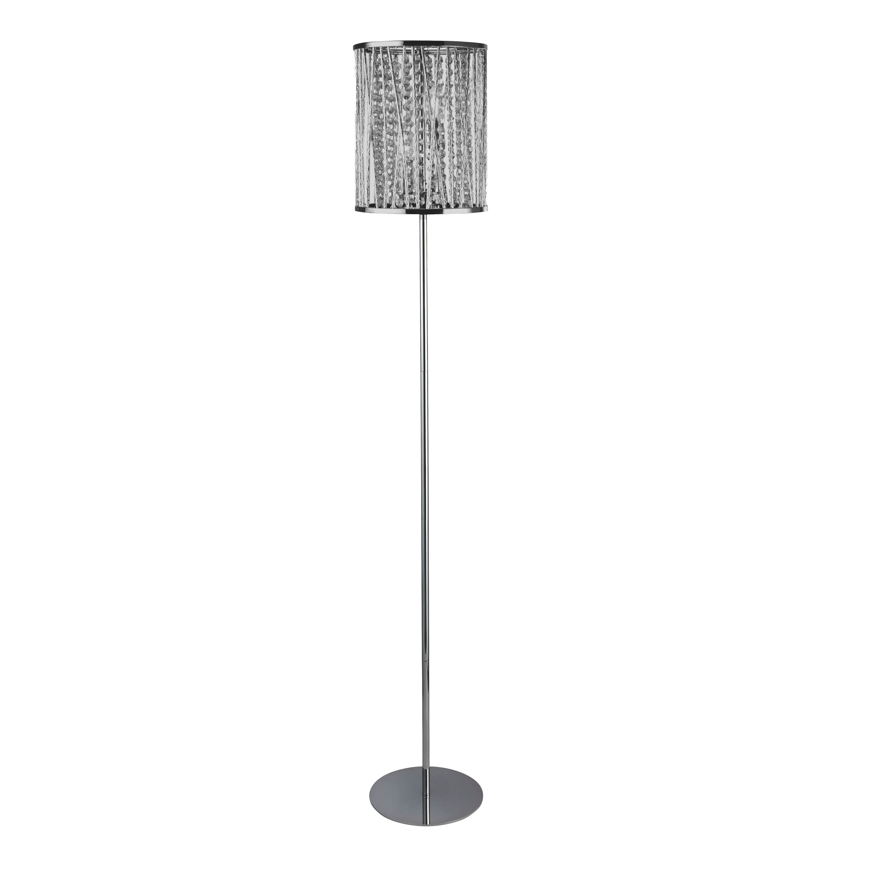Searchlight Elise 2 Light Floor Lamp - Chrome & Crystal