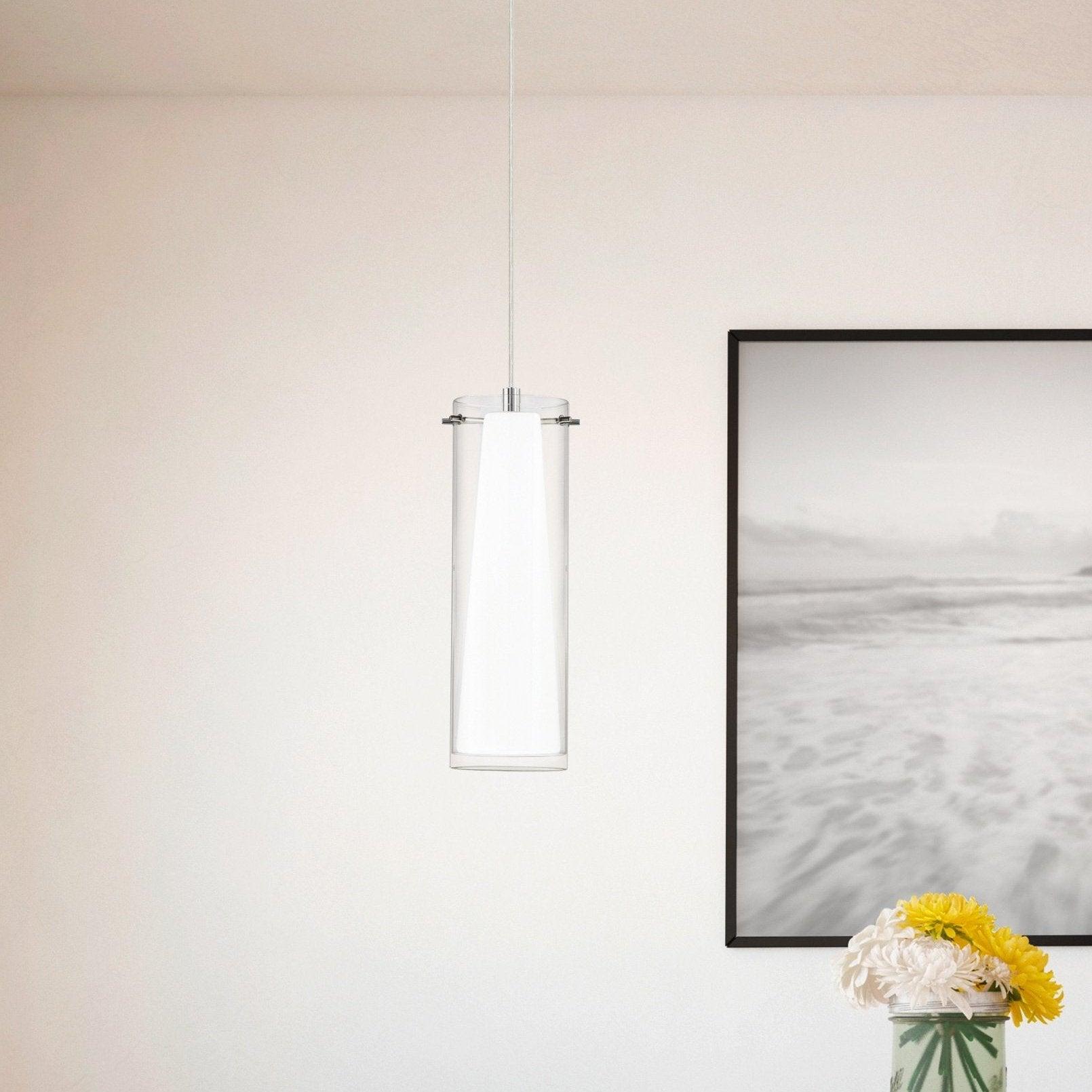 eglo pinto chrome opal glass ceiling pendant living room image