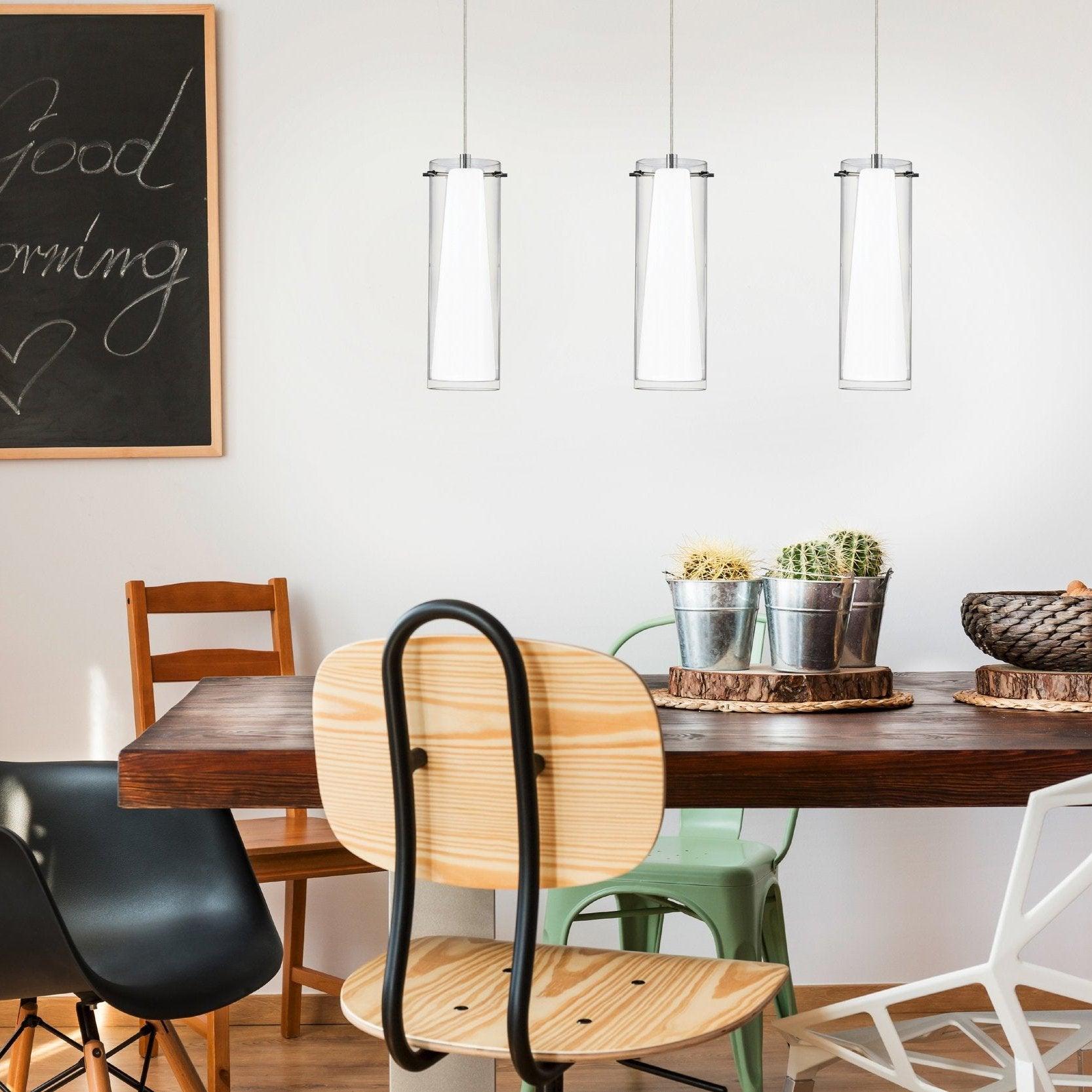 eglo pinto 3 light chrome opal glass ceiling pendant