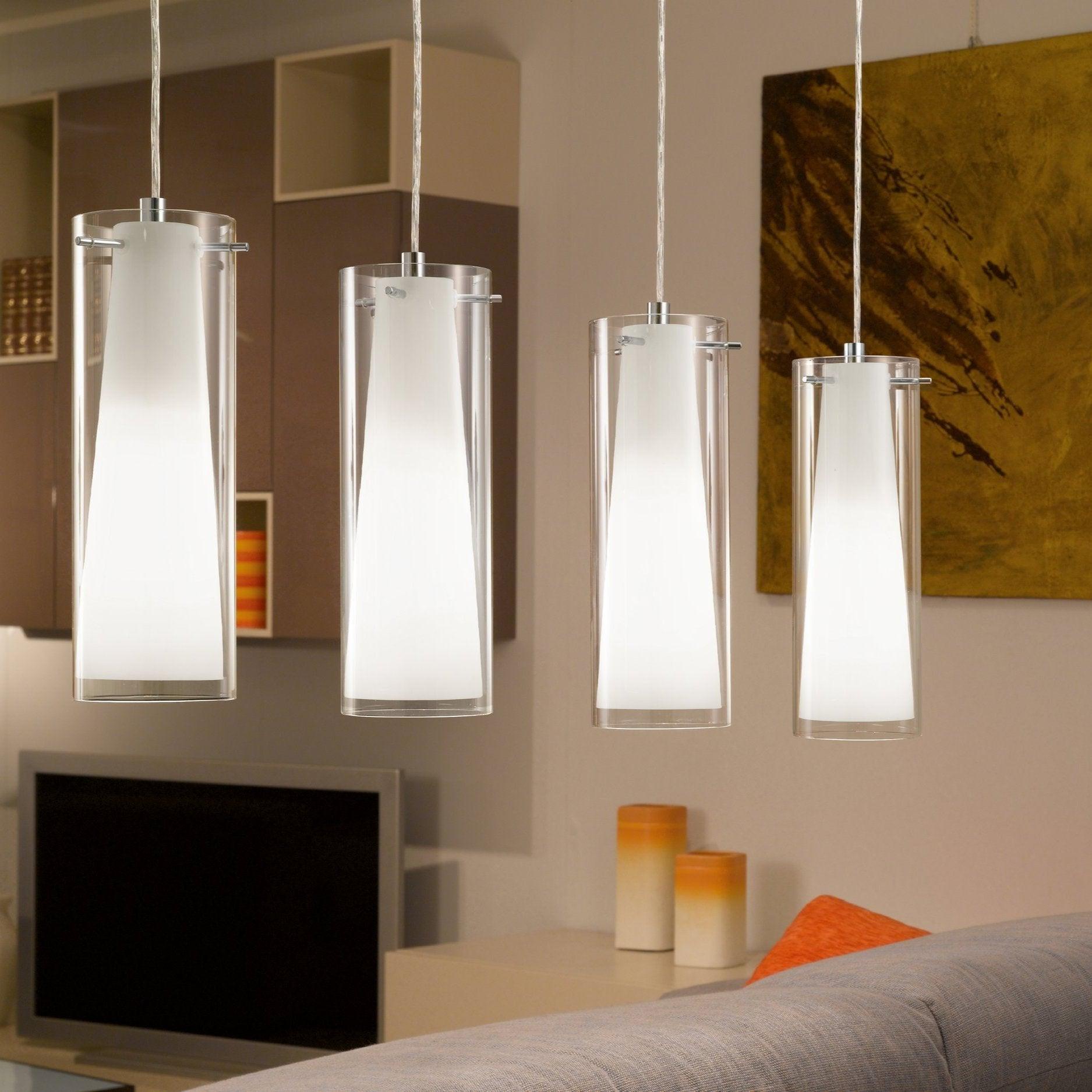 eglo pinto 4 light chrome opal glass ceiling pendant