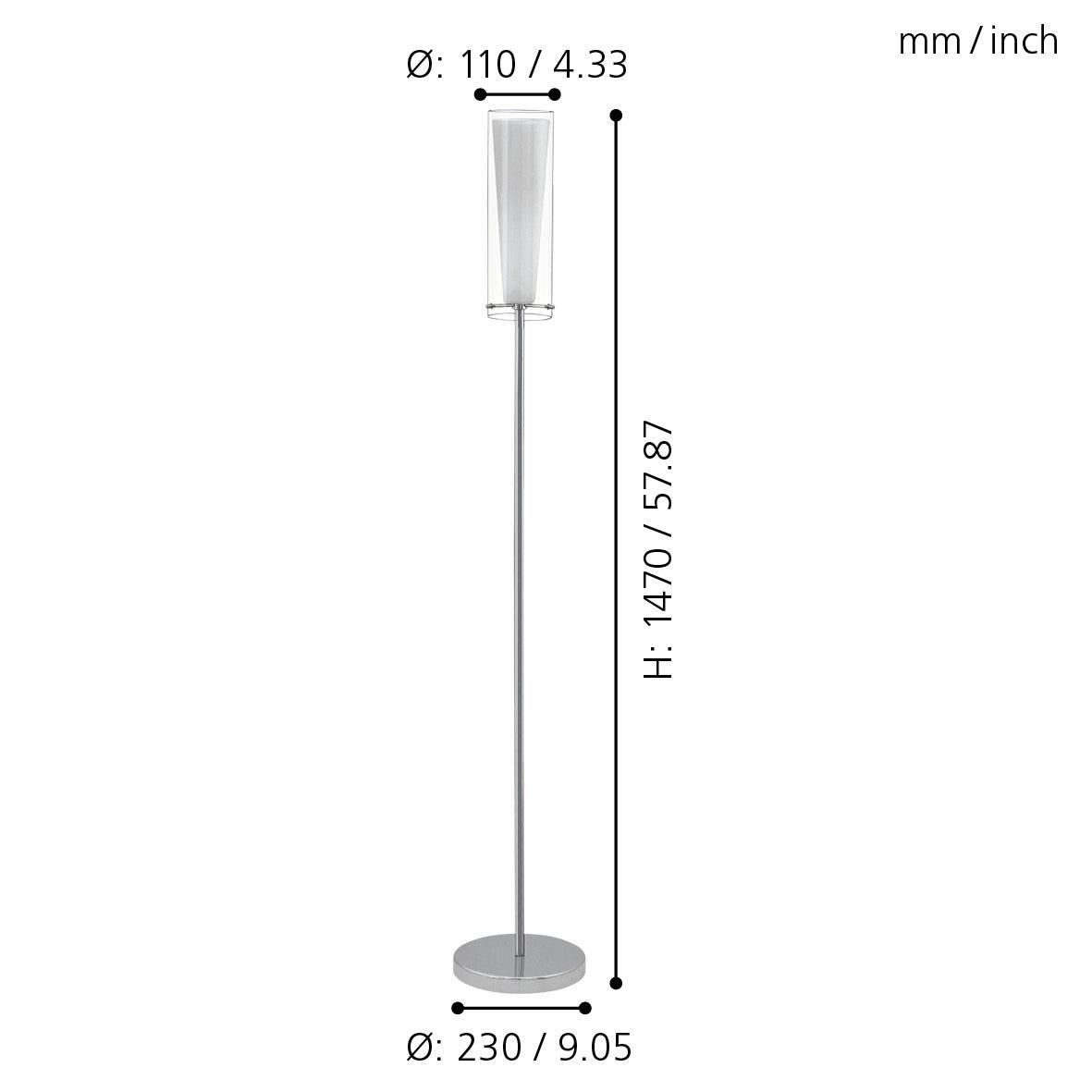 eglo pinto chrome floor lamp with opal white glass shade kitchen lighting