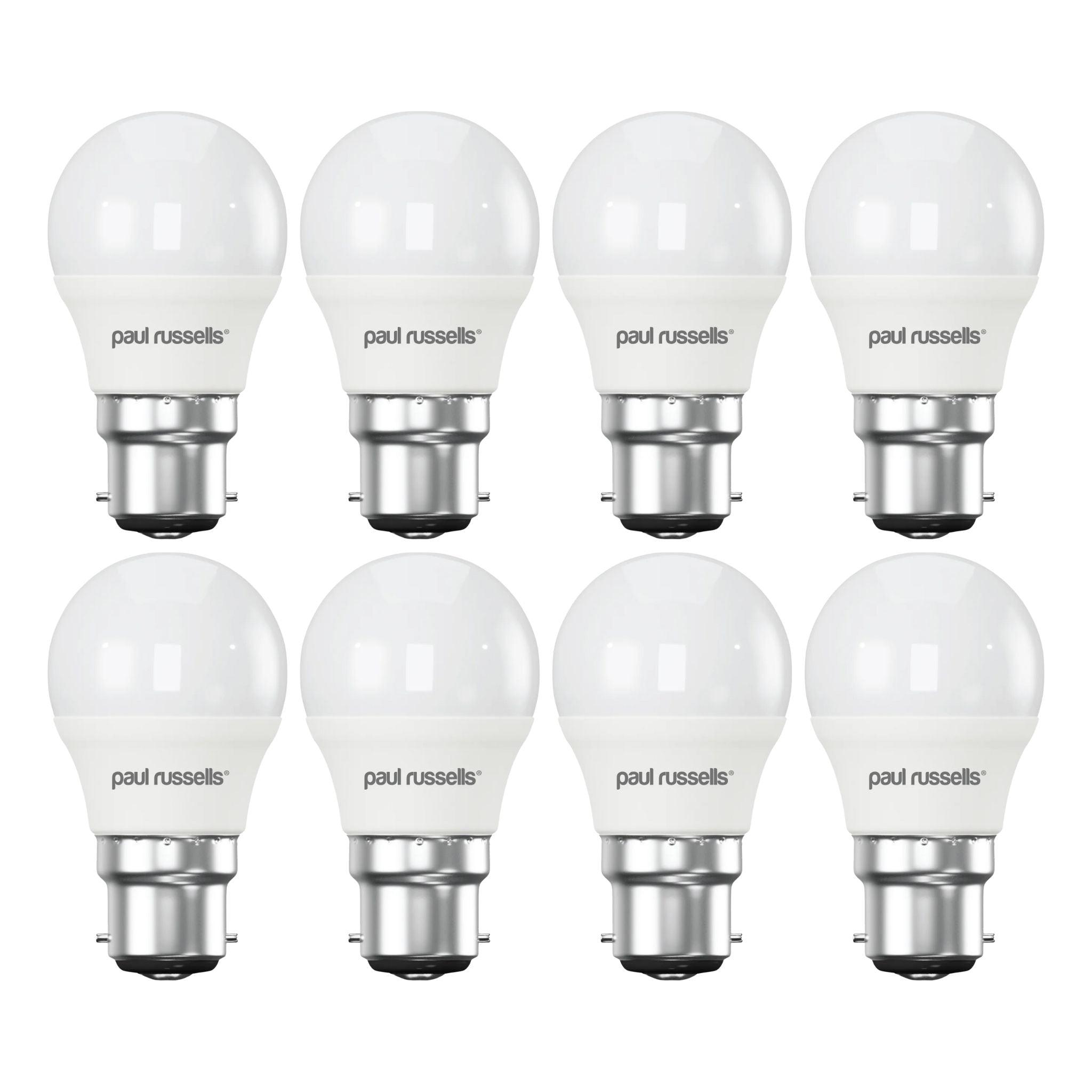 8 X LED Dimmable Golf B22 5.5W (40W) Warm White Bayonet Cap Light Bulbs