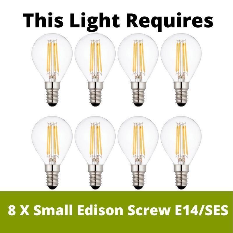 Ridgeton 8 Light Antique Brass & Ribbed Shade Glass Pendant-OPEN-BOX-BSL-270826