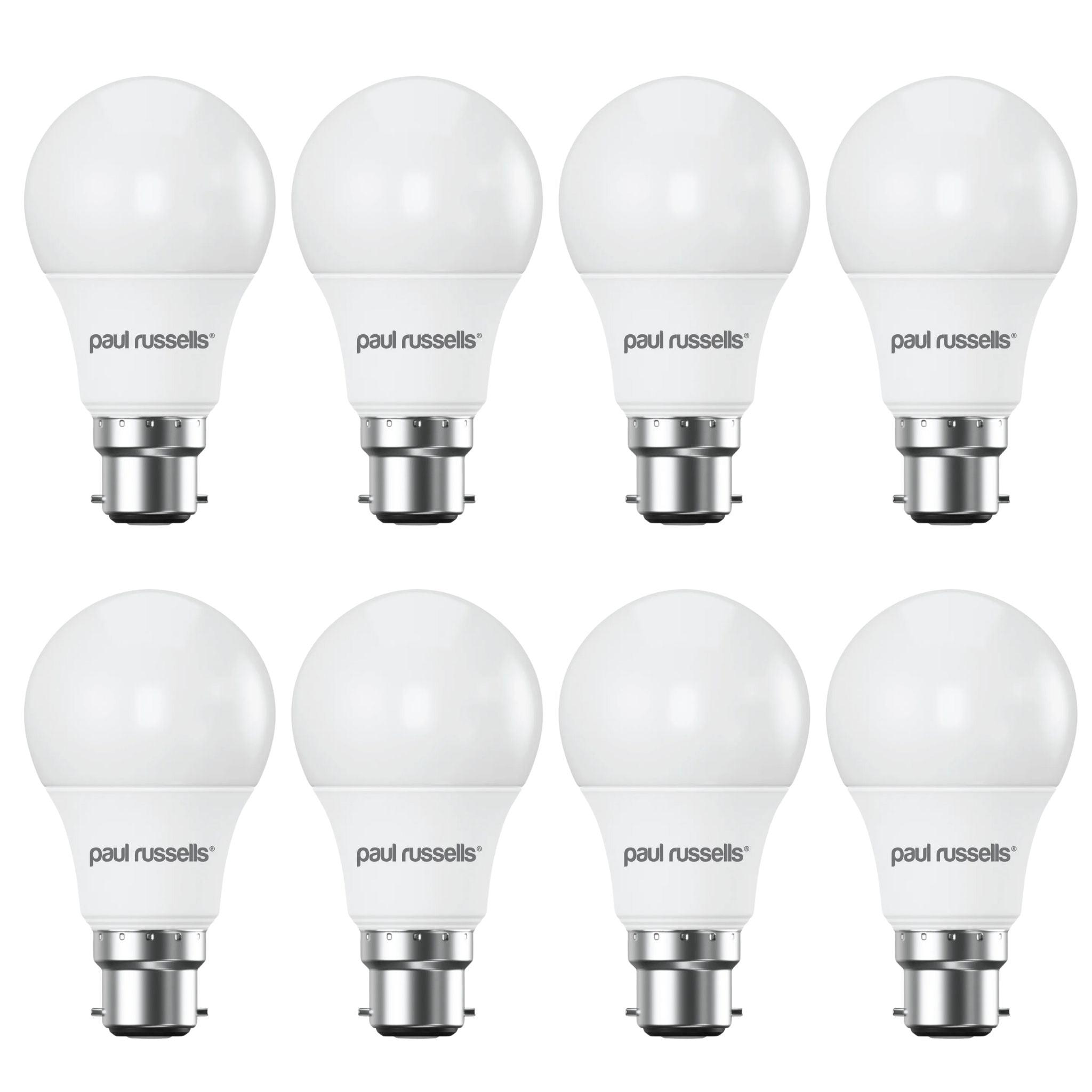 8 X LED Dimmable B22 8.5W (60W) Warm White GLS Bayonet Cap Light Bulbs