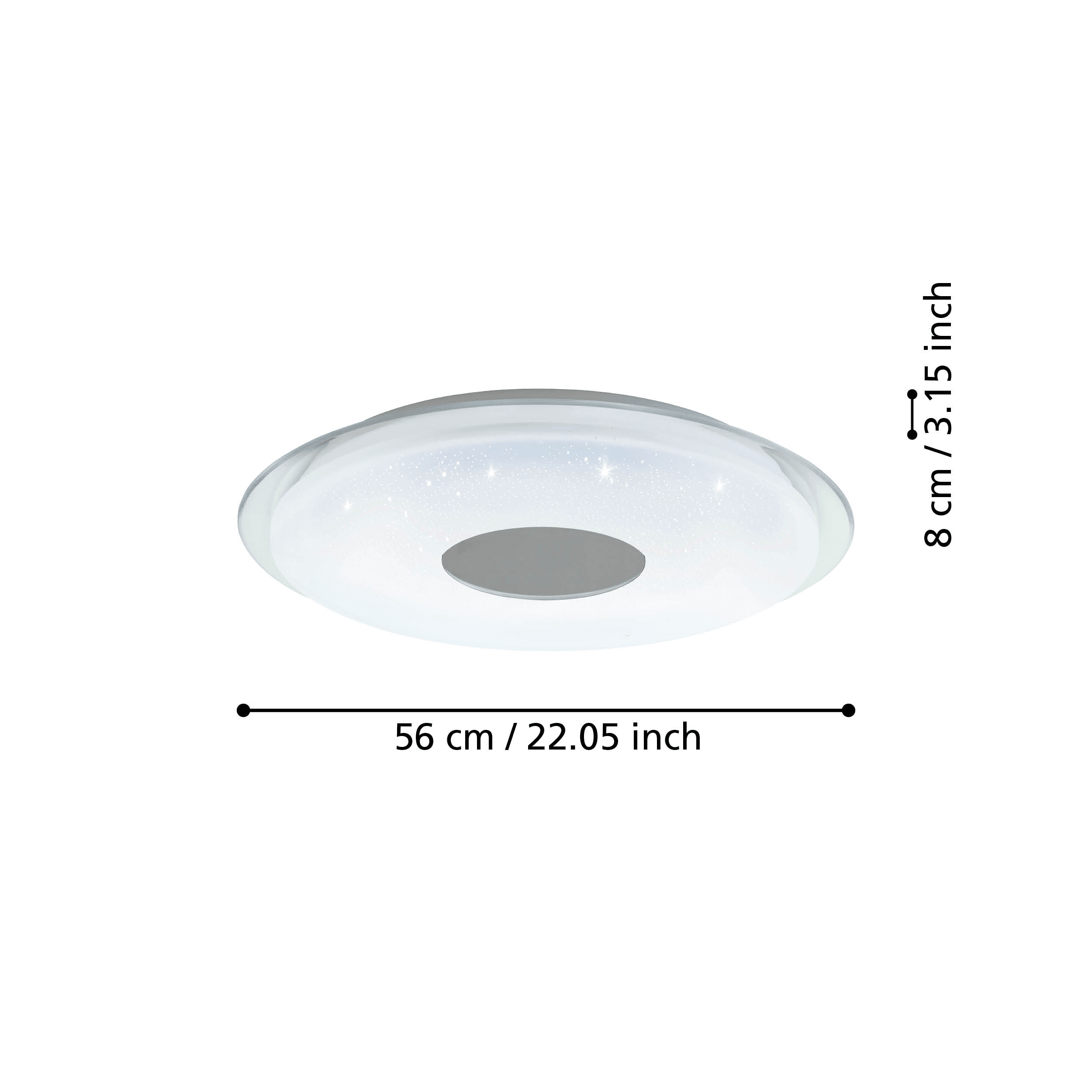 eglo connect lanciano z smart led round chrome ceiling flush 56cm living room close up