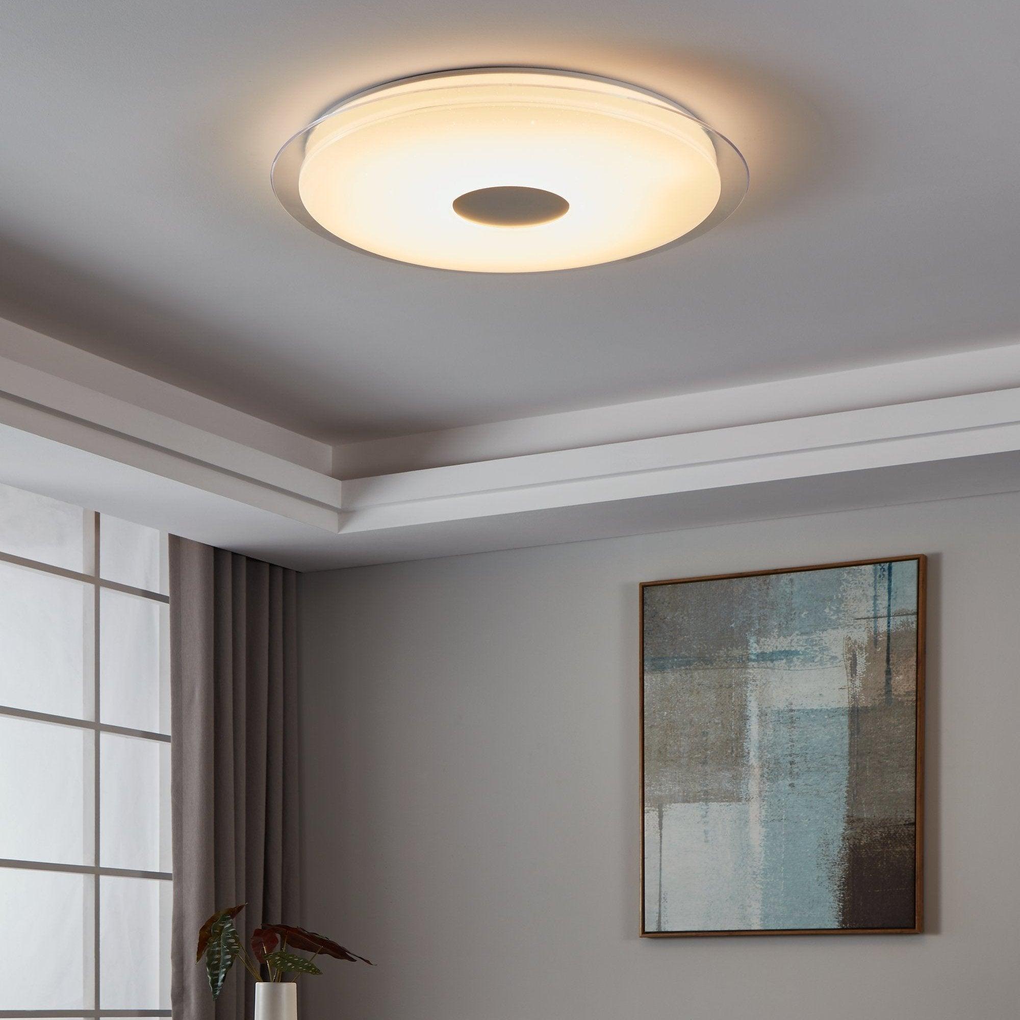 eglo connect lanciano z smart led round chrome ceiling flush 77cm