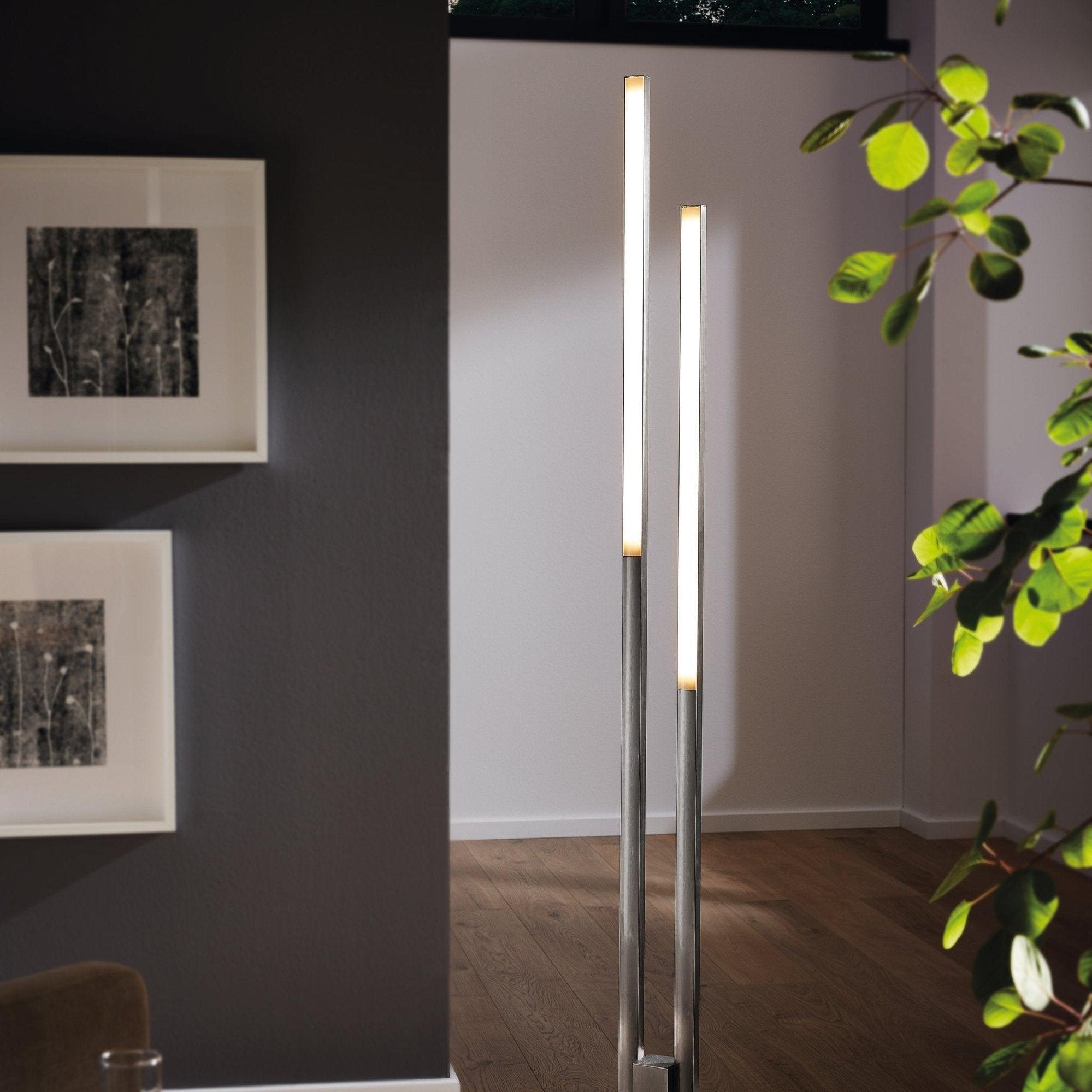 eglo connect fraioli z smart led nickel two light modern floor lamp