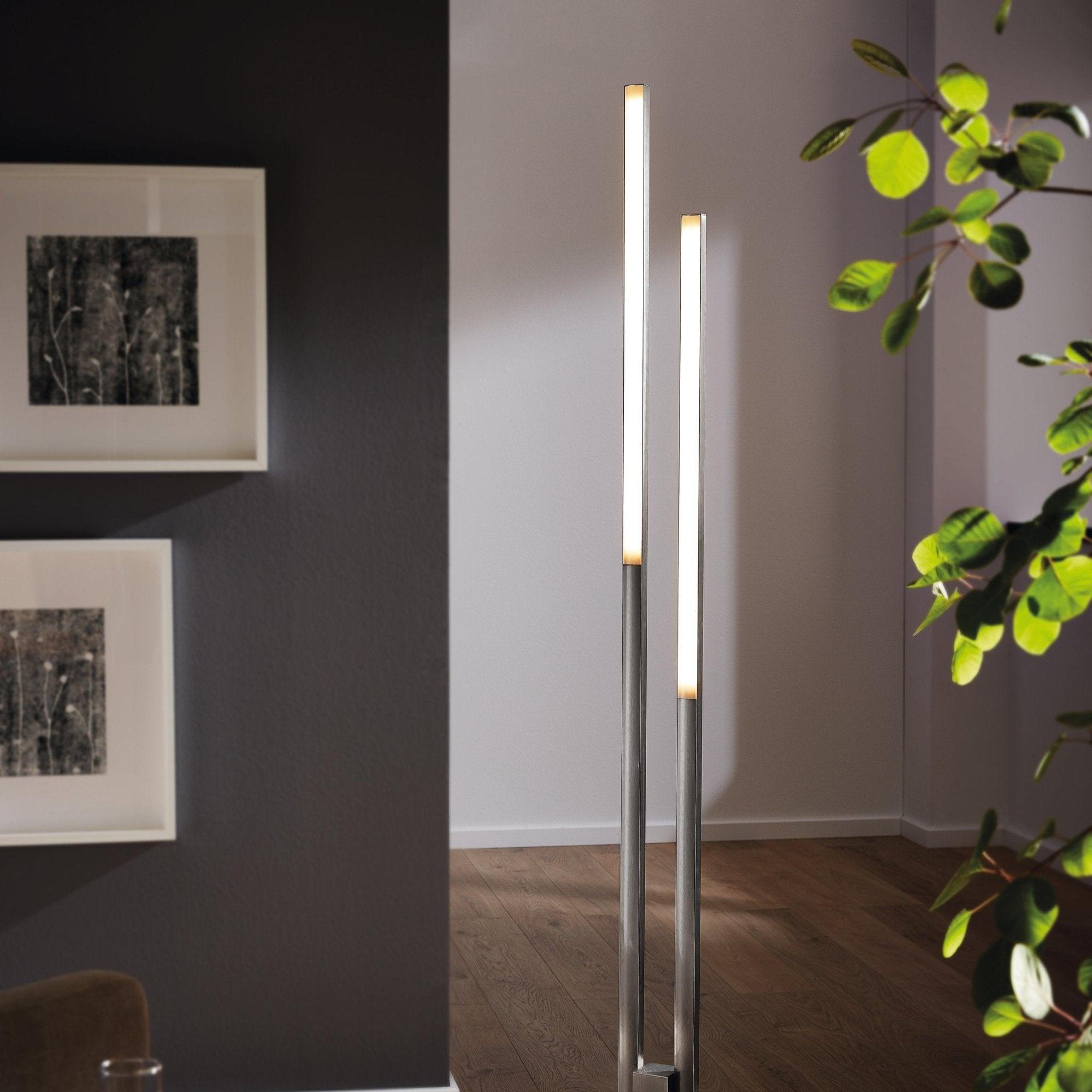 eglo connect fraioli z smart led nickel two light modern floor lamp living room image