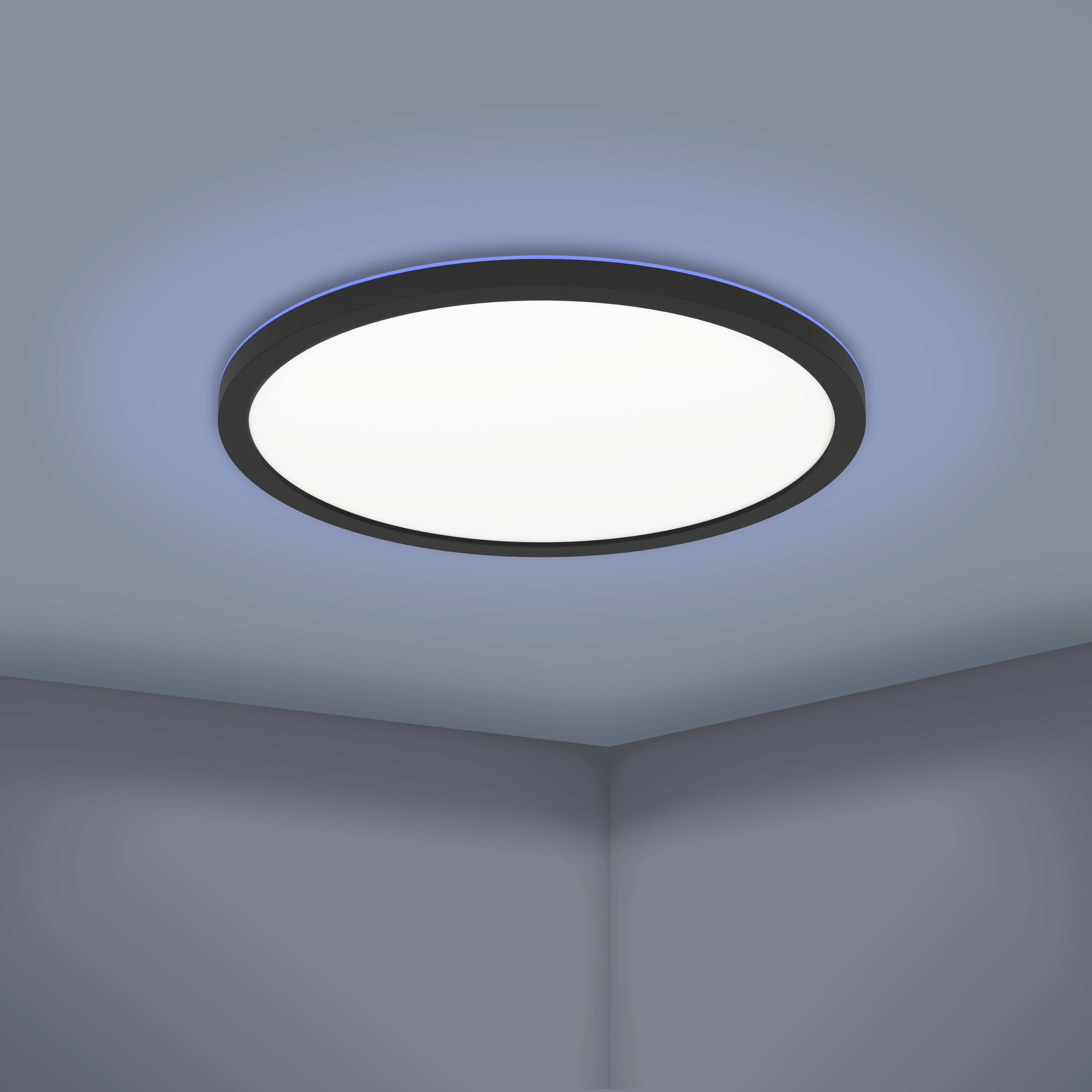 eglo connect rovito z round black smart led flush light 29 5cm living room close up