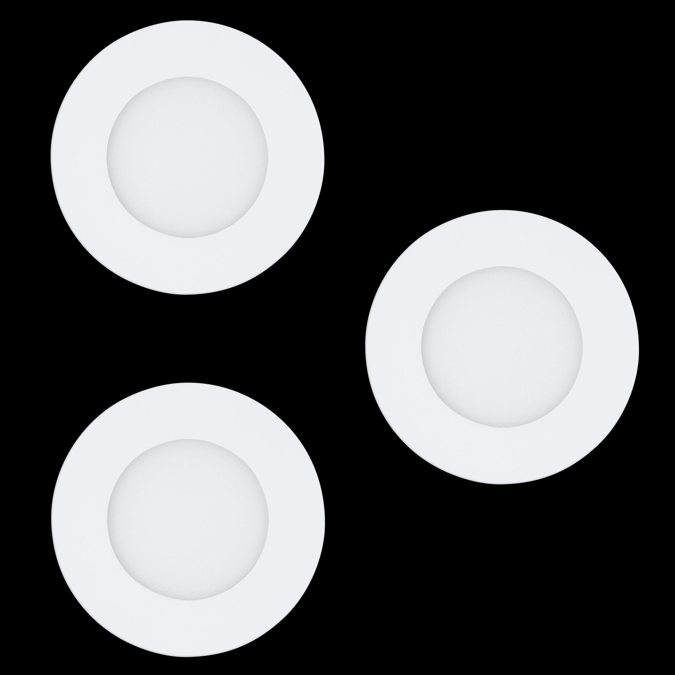 eglo fueva z set of 3 white smart led recessed ceiling lights living room close up