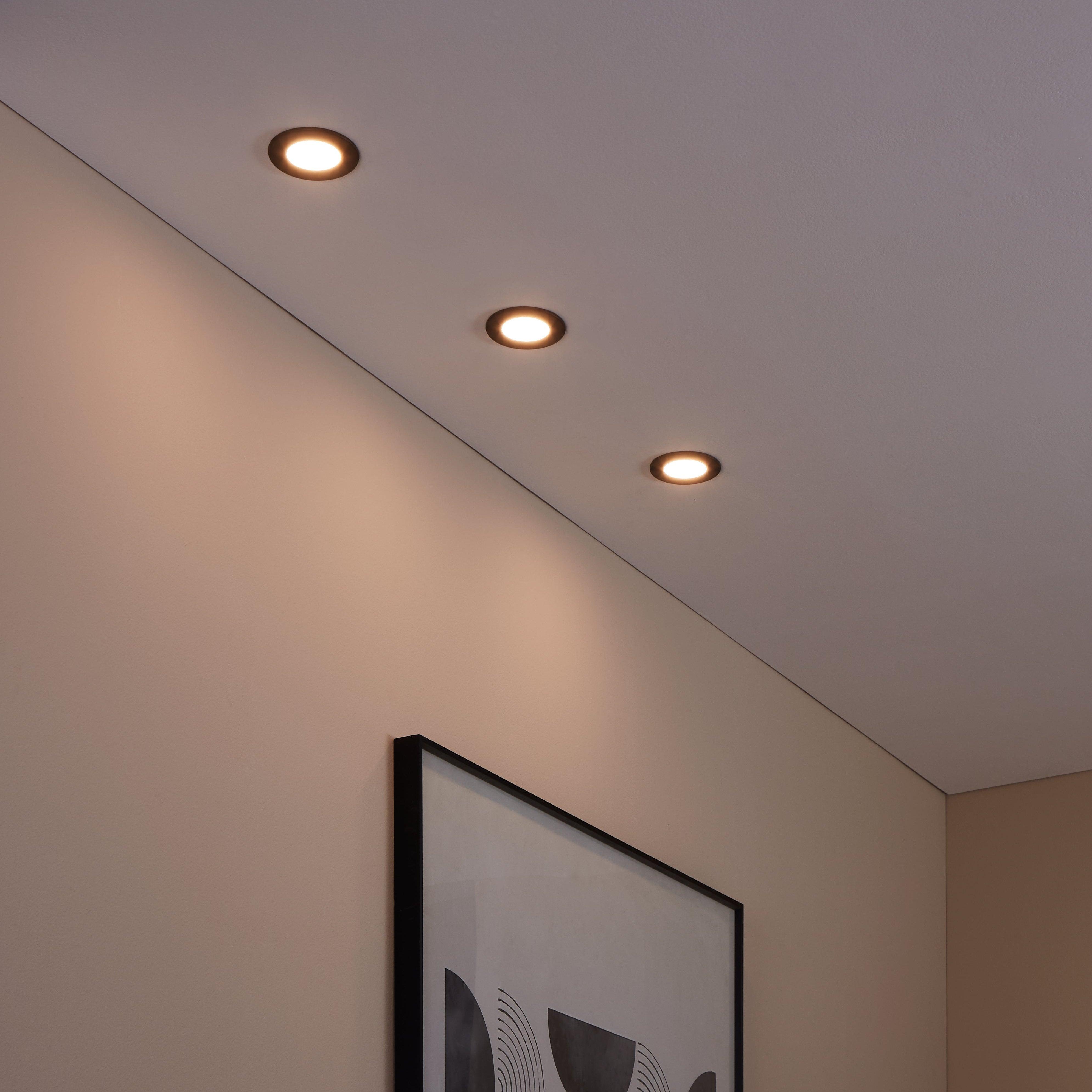 eglo fueva z set of 3 black smart led recessed lights living room image