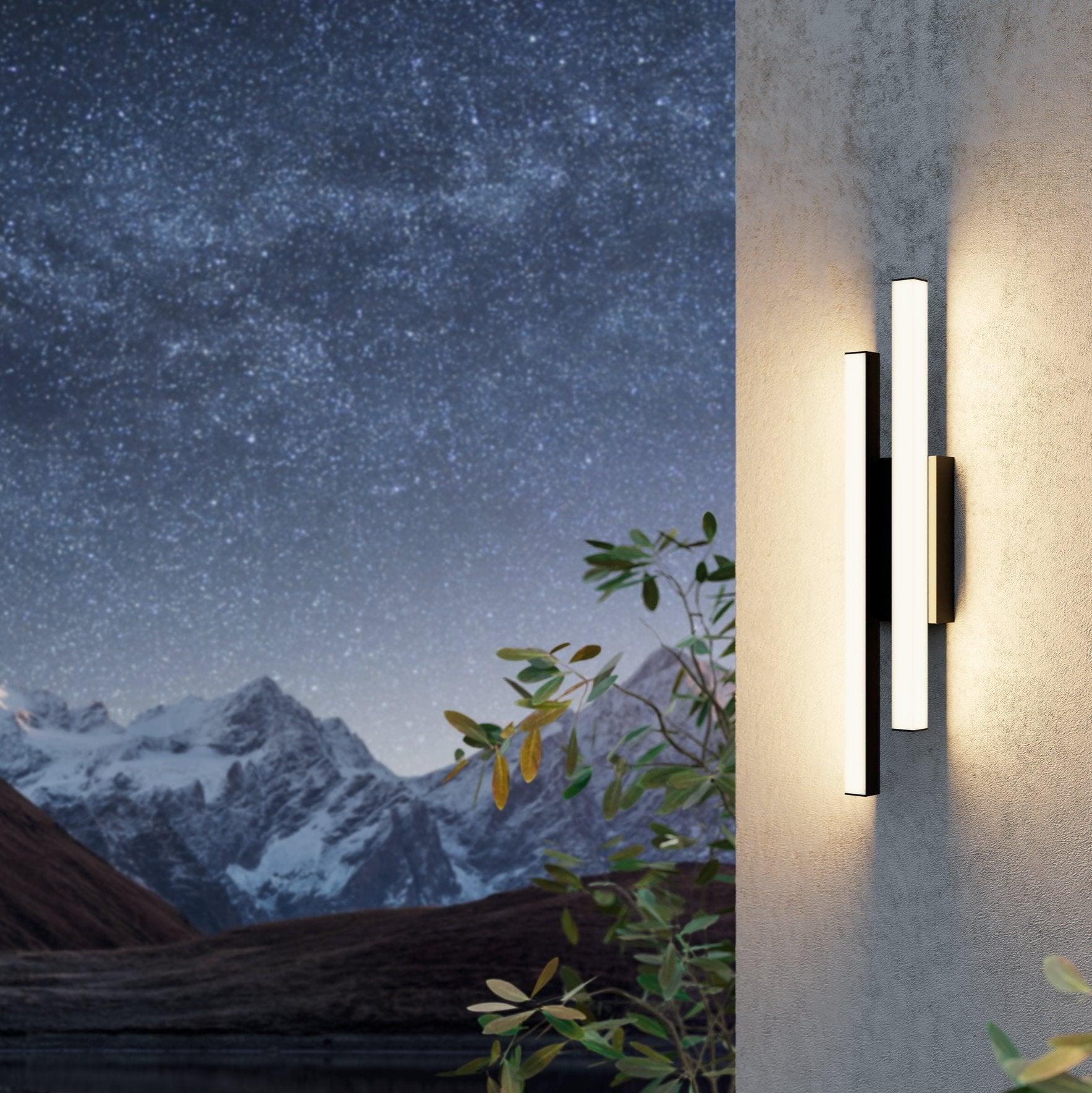 eglo serricella black 2 light led outdoor wall light