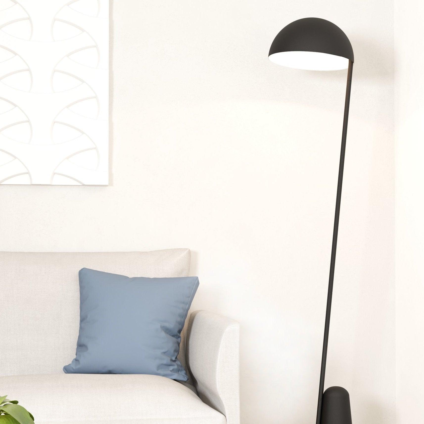 eglo aranzola black slender floor lamp living room close up