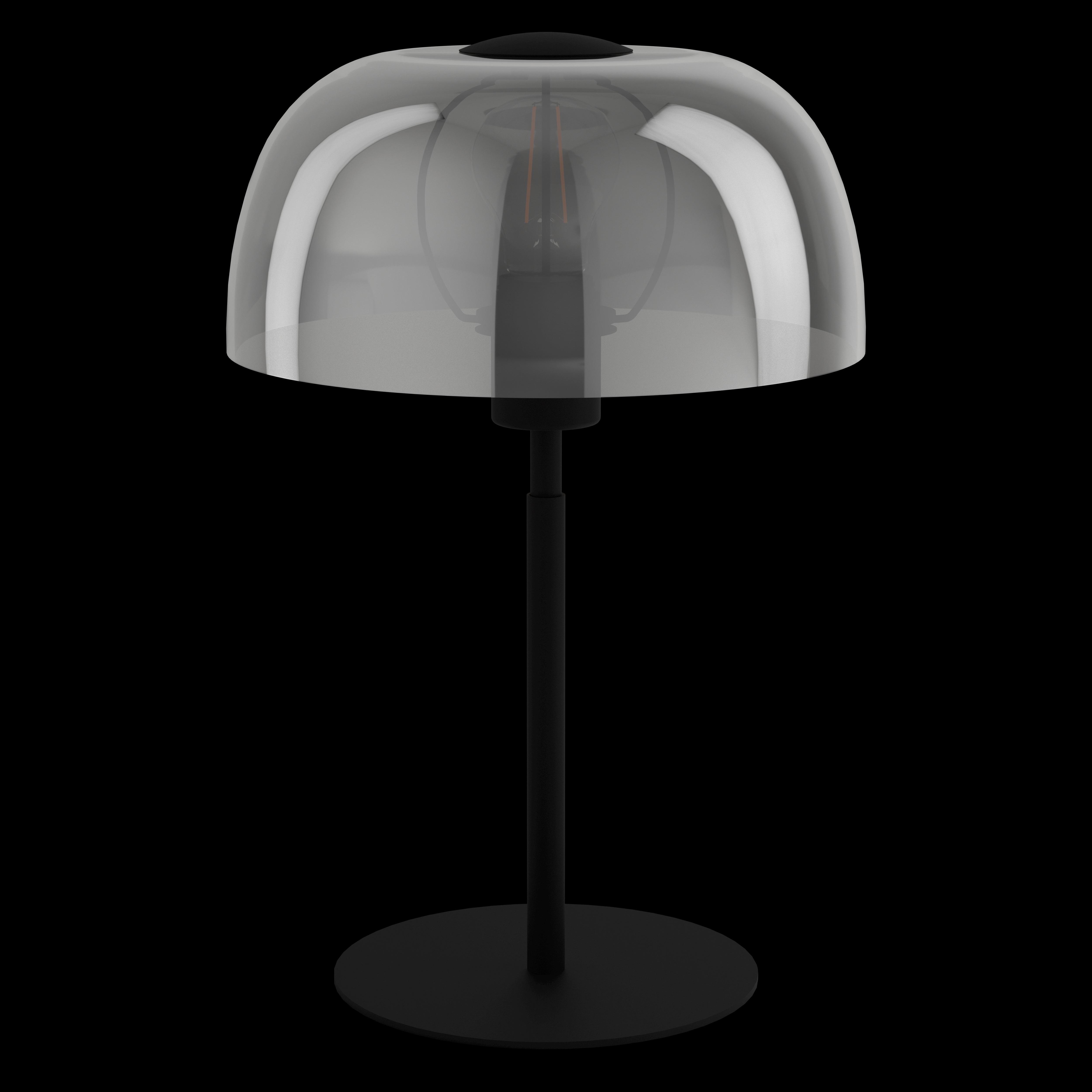eglo solo 2 metal black table lamp smoked glass shade living room image