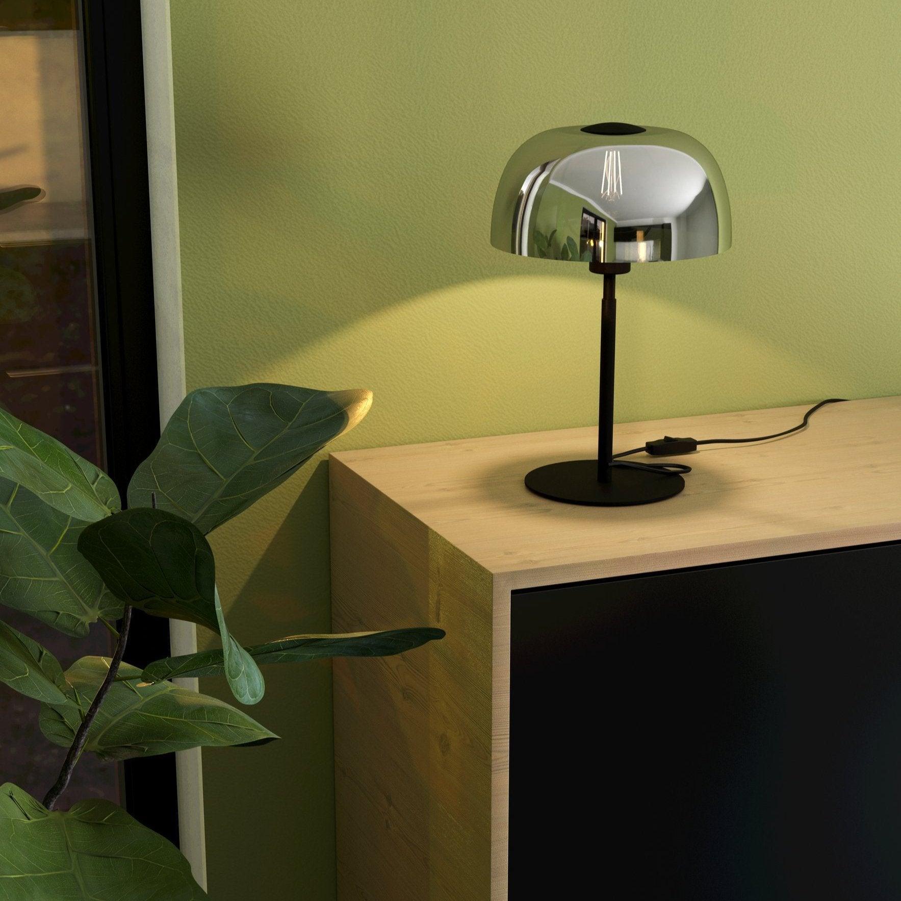 eglo solo 2 metal black table lamp smoked glass shade